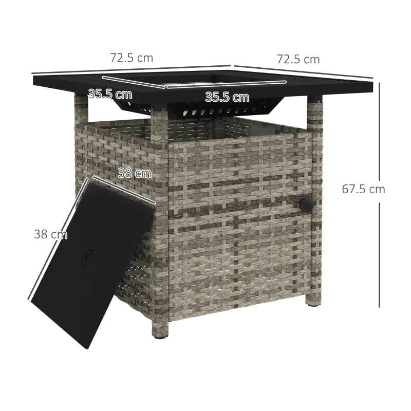 Outsunny 72.5 x 72.5cm 50,000 BTU Fire Pit Table with Cover - Grey - ALL4U RETAILER LTD