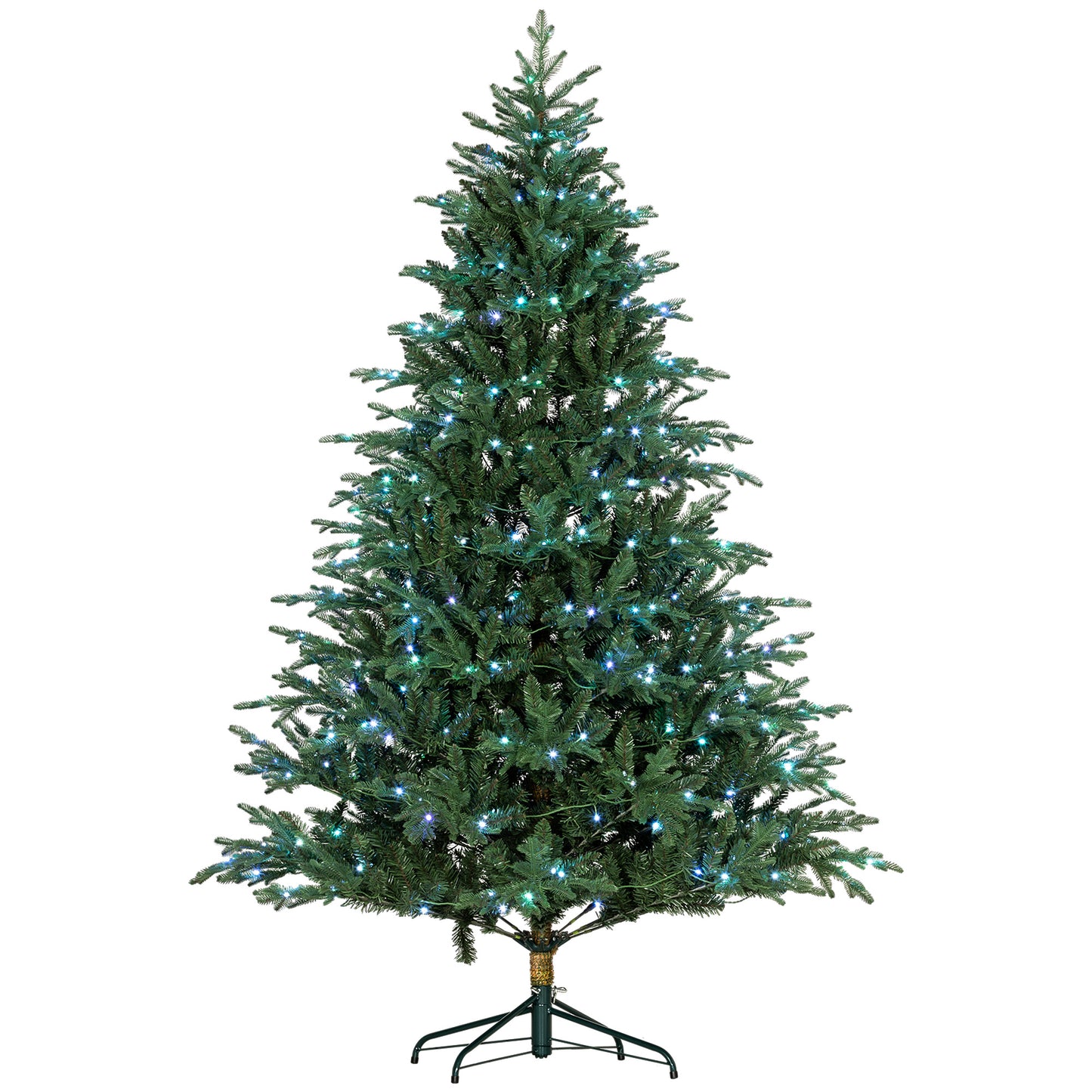 HOMCOM 7ft Pre-Lit Artificial Christmas Tree with 400 Color Changing LED Lights and Remote Control for Festive Decor, Green - ALL4U RETAILER LTD