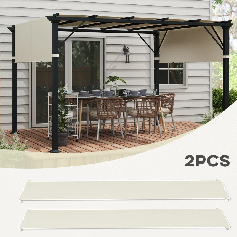 Outsunny 2 Pcs UV Protection Pergola Replacement Canopy, Easy to Install, for 3 x 3(m) Outdoor Pergola, Cream White Shade Cover - ALL4U RETAILER LTD