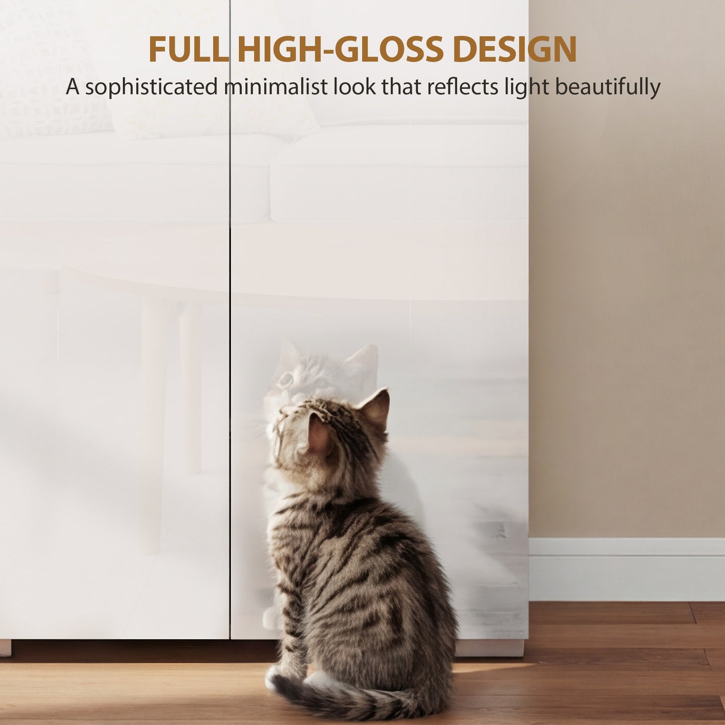 HOMCOM 180 Cm Tall Kitchen Cupboard Pantry Storage Cabinet With Soft Close Doors And Adjustable Shelves High Gloss White