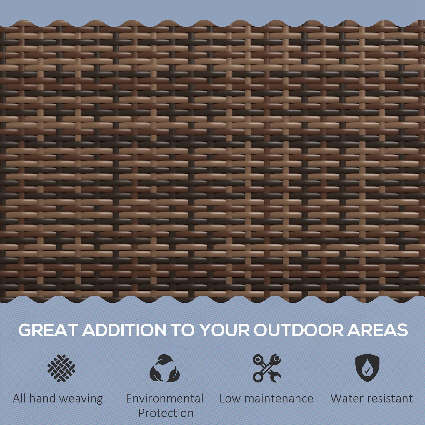 Outsunny All Weather Wicker Garden Loveseat 2 Seater Poly Rattan Garden Bench Outdoor Seating Brown