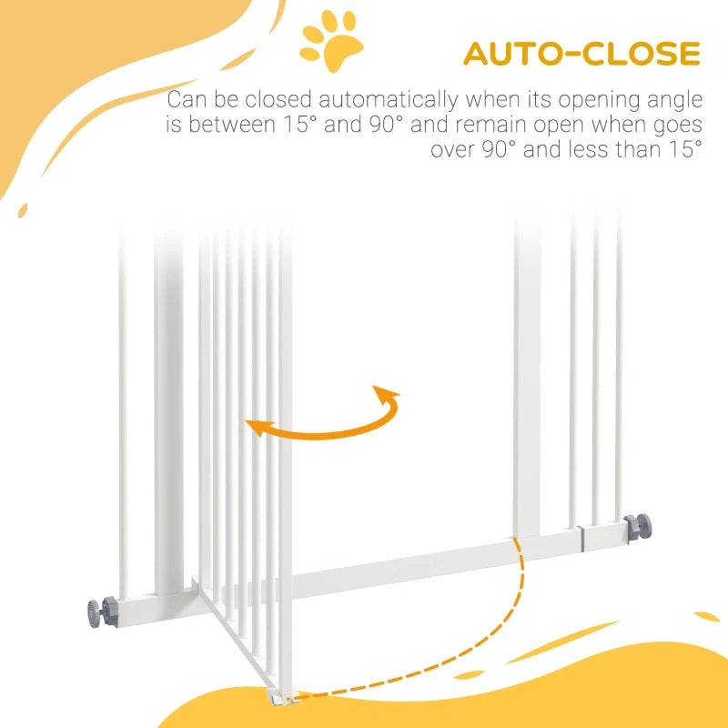 PawHut Metal Pet Safety Gate Dog Gate Folding Fence - Adjustable 74-87cm Width, White - ALL4U RETAILER LTD