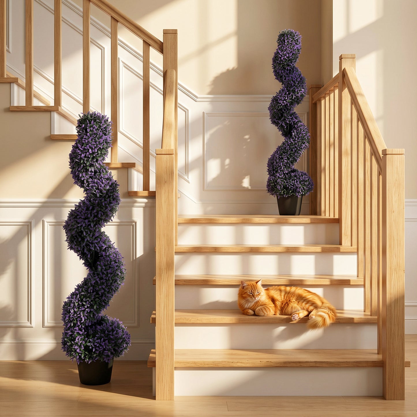 HOMCOM Decorative Artificial Plants Set Of 2 UV Resistant Fake Plants In Pot For Indoor Outdoor Decor 120 Cm Purple