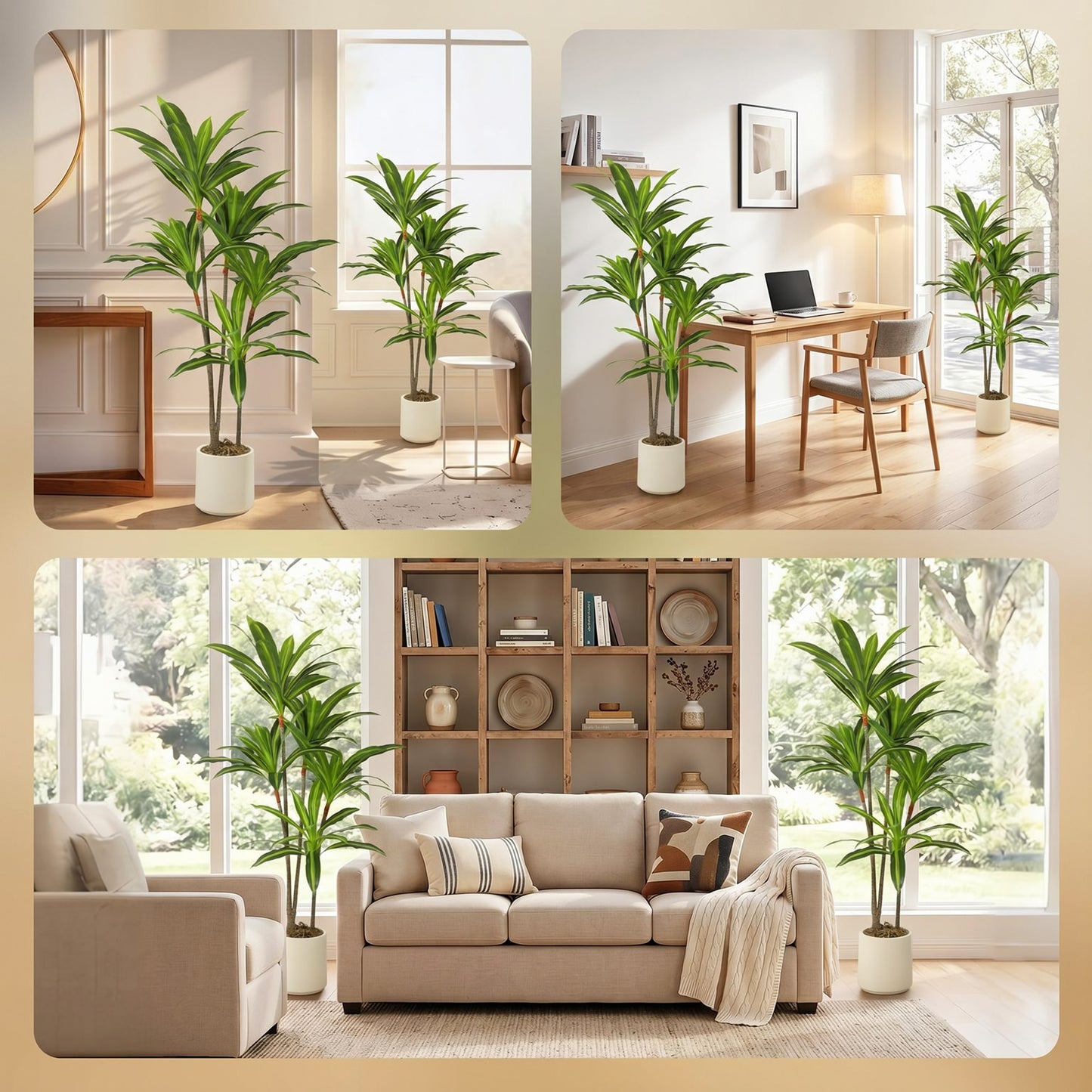 HOMCOM 150cm Artificial Dracaena Tree With Bendable Trunks And Lifelike PEVA Leaves Green Indoor Decor