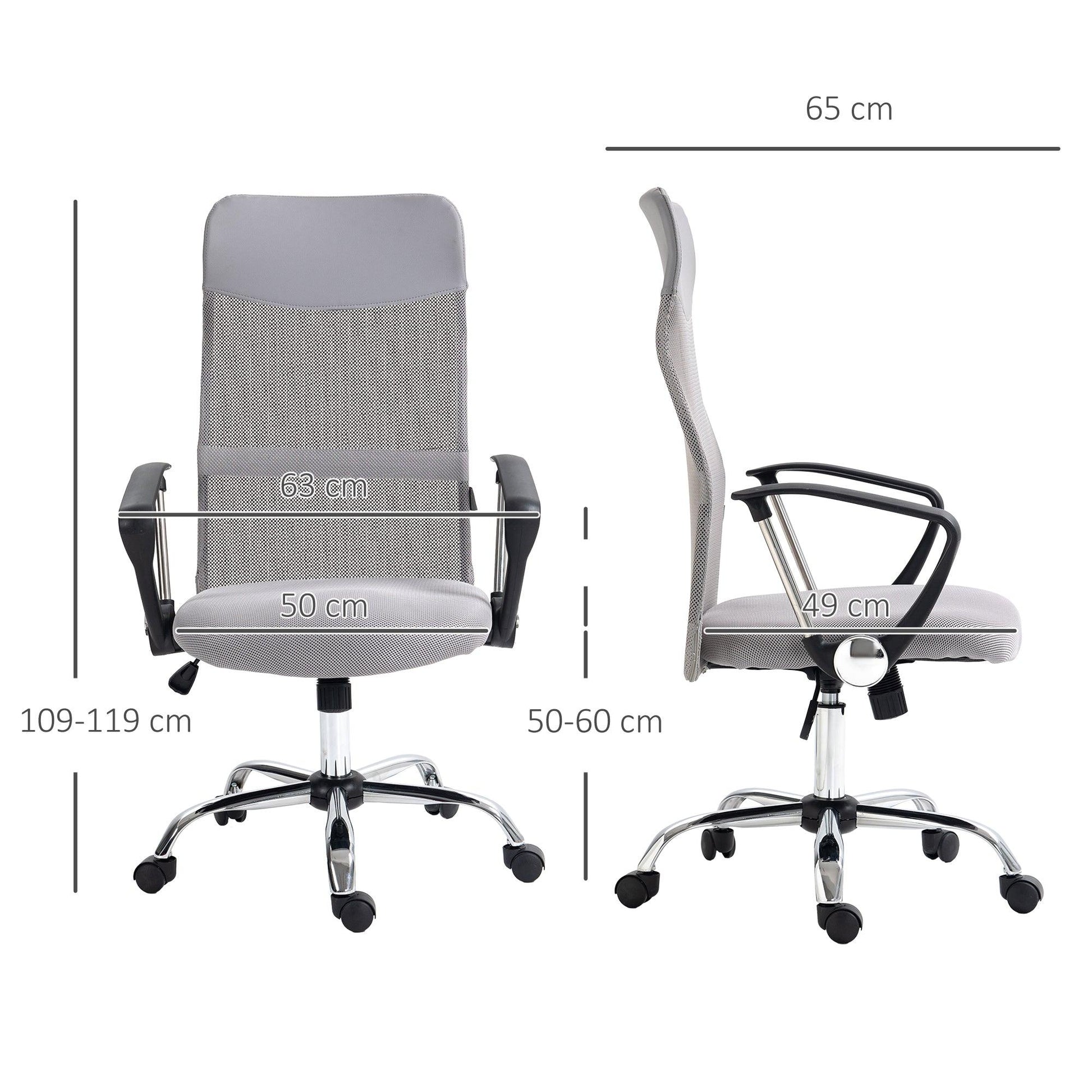 Vinsetto Ergonomic Mesh Office Chair, Adjustable Height, Tilt Function, Light Grey - 50 characters - ALL4U RETAILER LTD