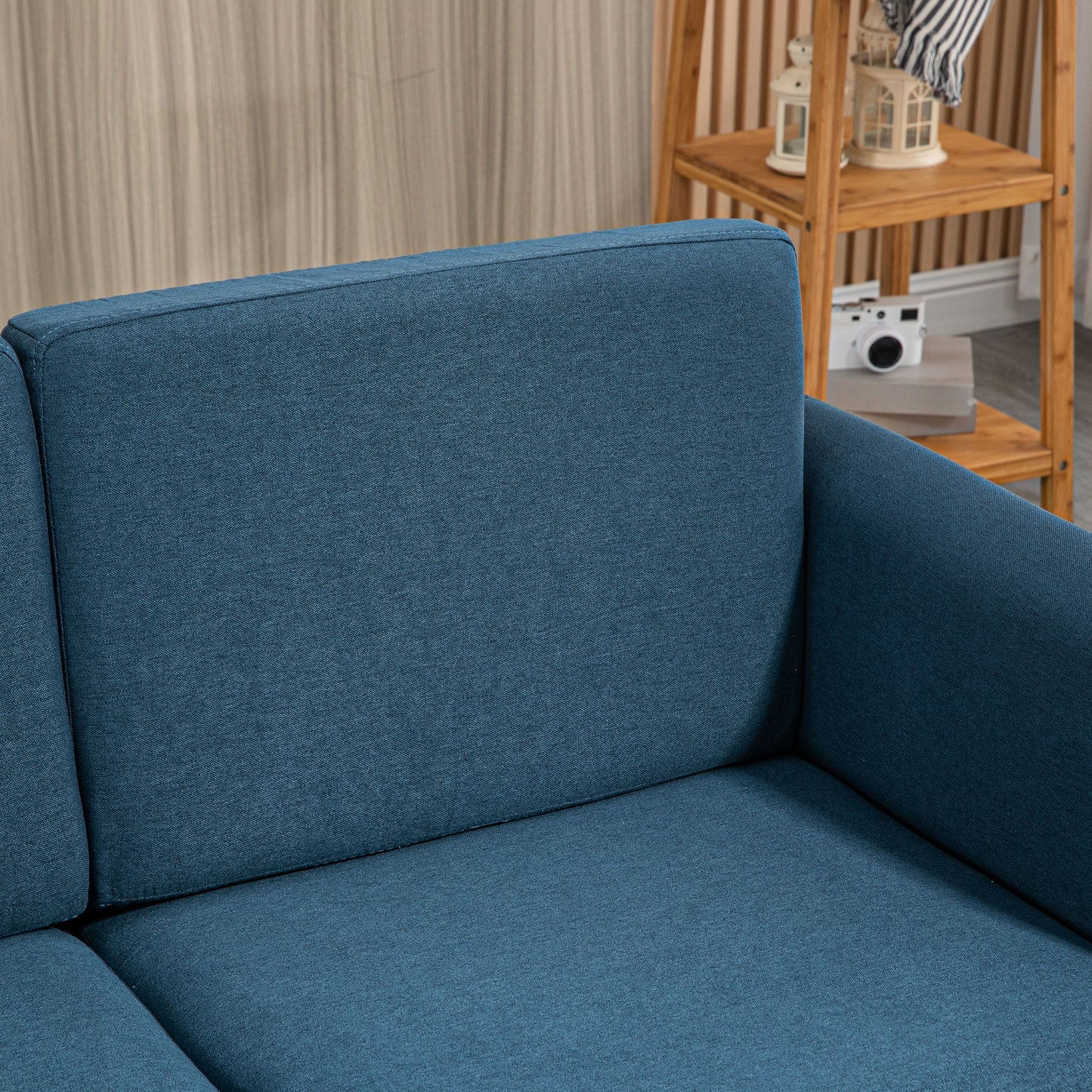 HOMCOM Compact Blue Two-Seater Loveseat Sofa with Armrests for Living Room - ALL4U RETAILER LTD