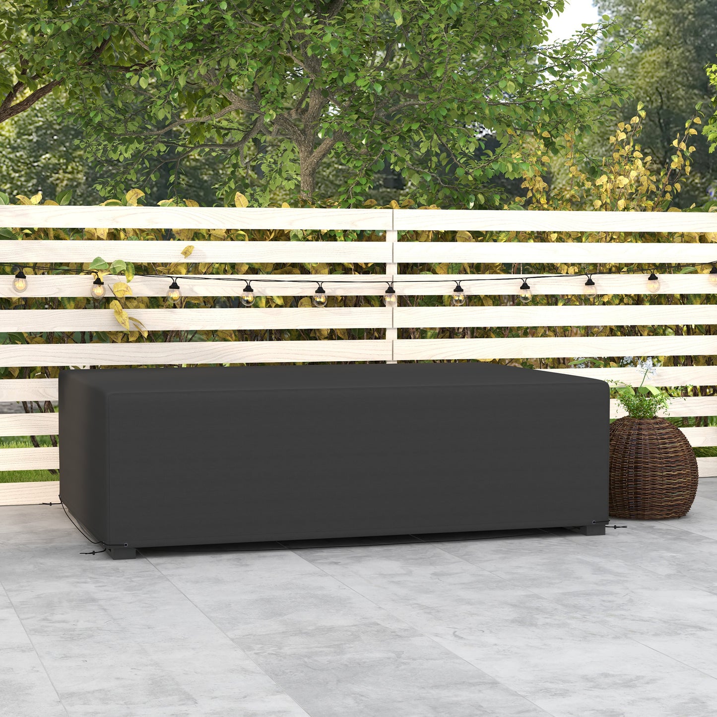 Outsunny Furniture Cover Waterproof Anti UV 600D Heavy Duty Oxford Fabric Rectangular Sofa Table Black 245x165x66 cm