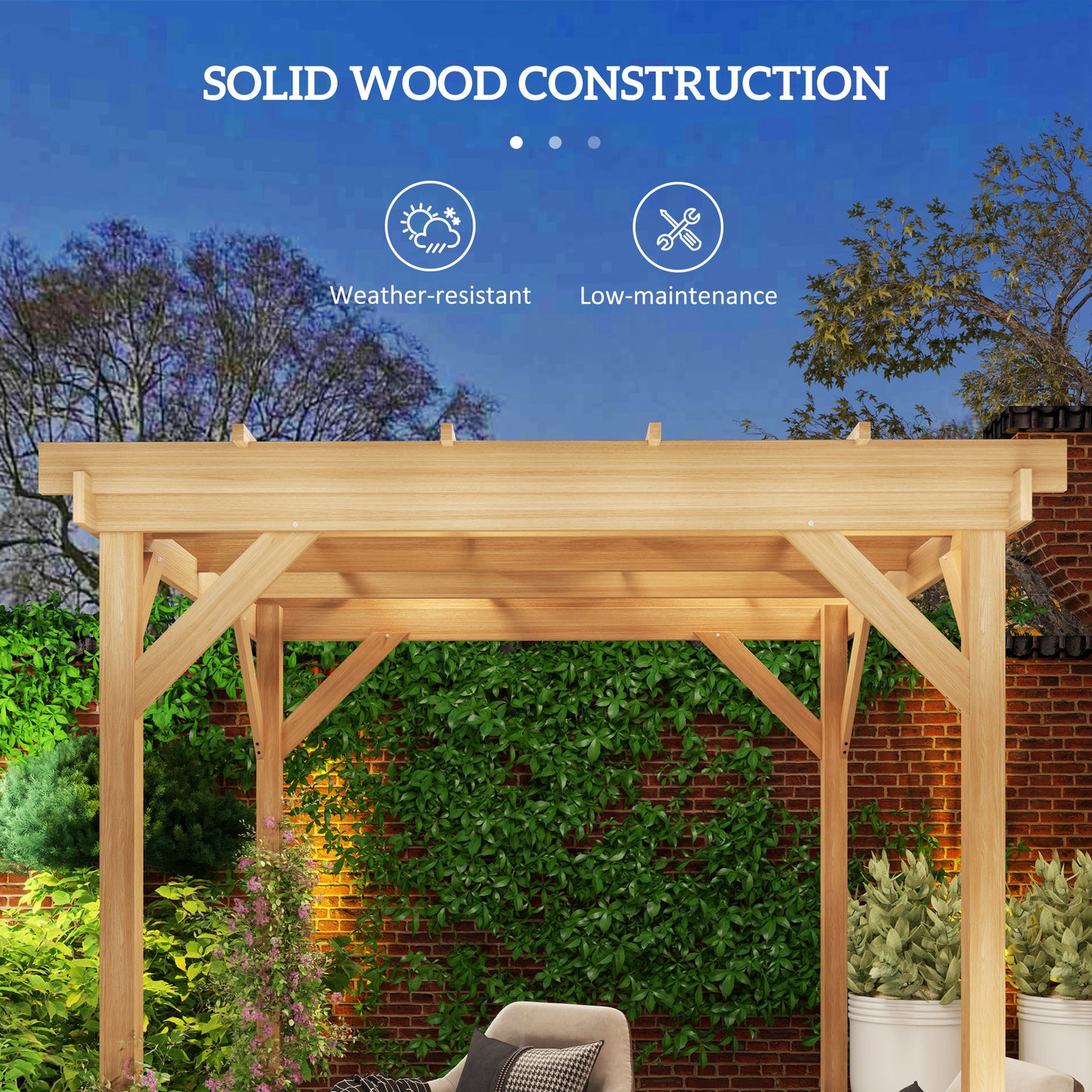 Outsunny 2x2m Wooden Pergola Kit For Garden Gazebo Shelter With Stable Structure Dark Brown Ideal For Climbing Vines