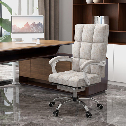 Vinsetto Beige Microfibre Office Chair with Vibration Massage - ALL4U RETAILER LTD