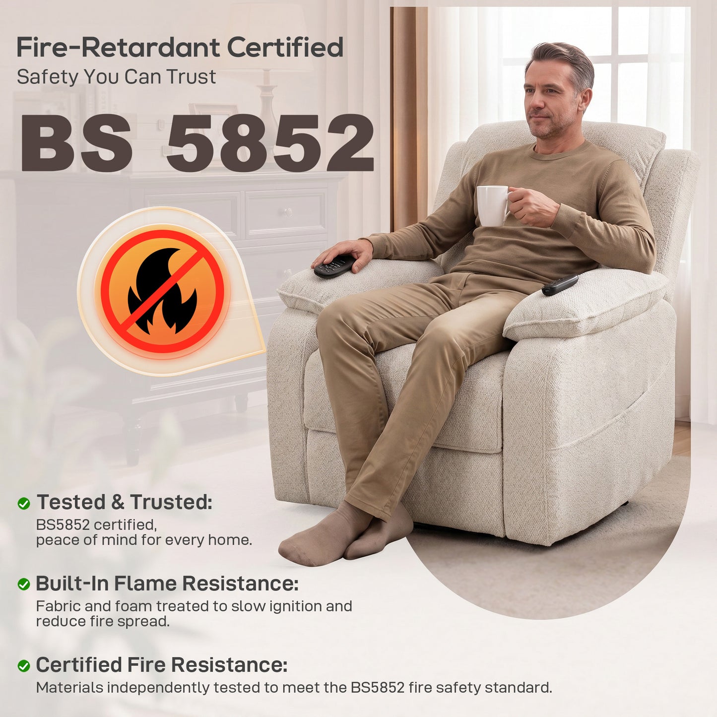 HOMCOM Power Recliner Armchair With Massage And Heat Electric Reclining Chair With Wide Spring Seat Cream White