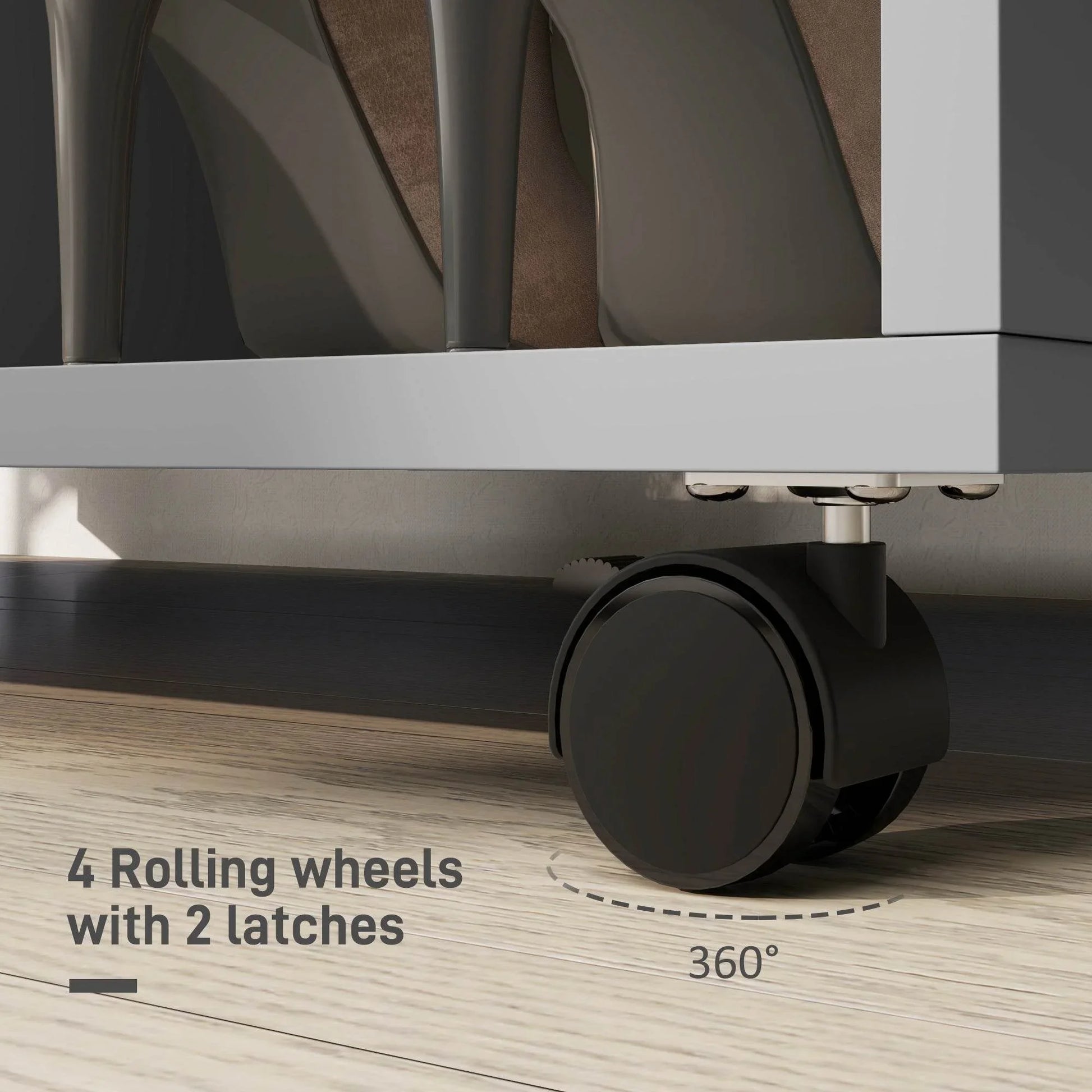 Mobile Grey Open Wardrobe with Clothes Rail and Shelves - Versatile Garment Rack on Wheels for Bedroom and Hallway - ALL4U RETAILER LTD