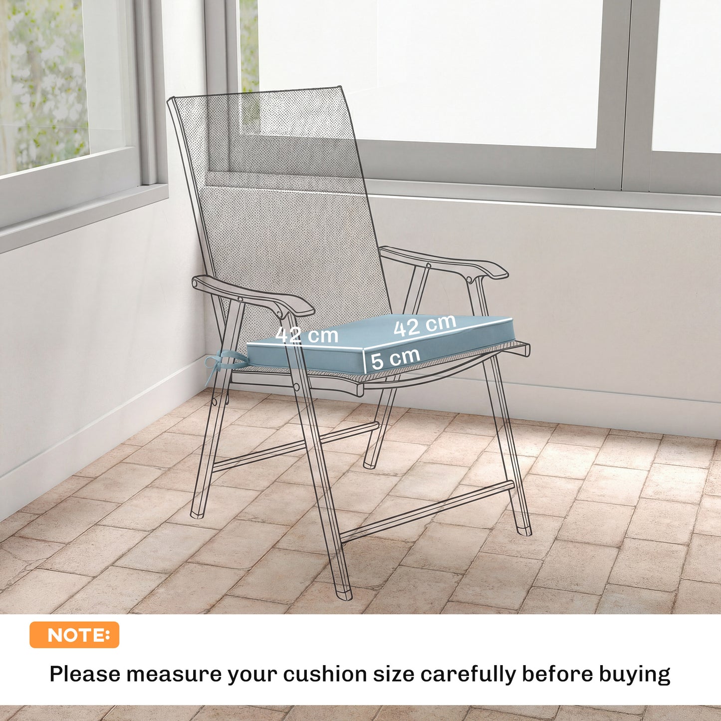 Outsunny Set of 6 Chair Cushions for Dining Chairs With Straps Indoor Outdoor Removable Tie On Garden Patio Light Grey