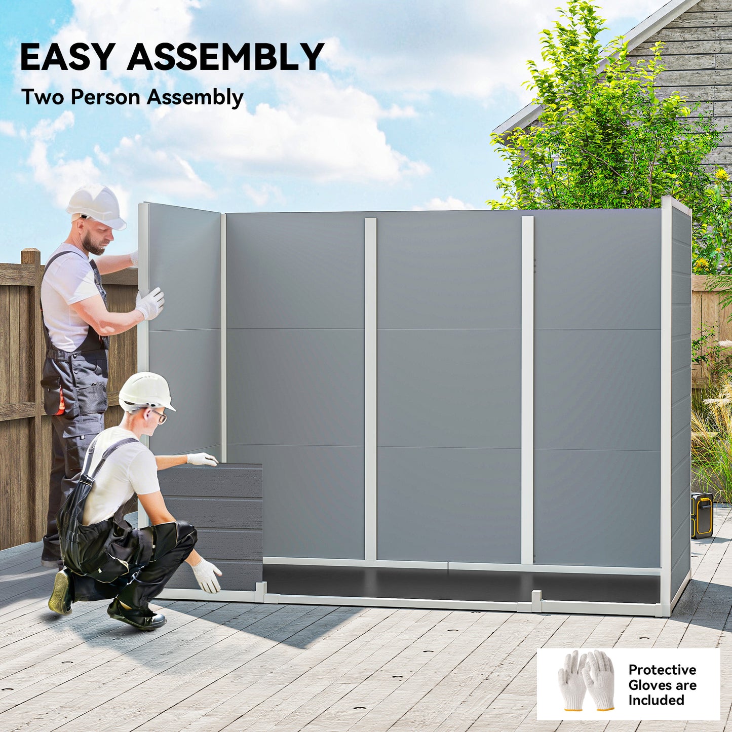 Outsunny 8x4 Ft Resin Garden Shed Wood-Effect Outdoor Storage Shed With Floor Windows Lockable Doors Vents Light Grey