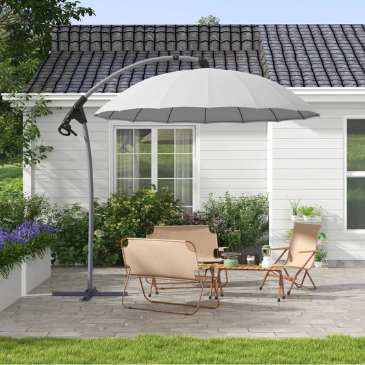 Outsunny 2.7m Cantilever Parasol - Stylish Grey Shade with Cross Base for Ultimate Outdoor Comfort