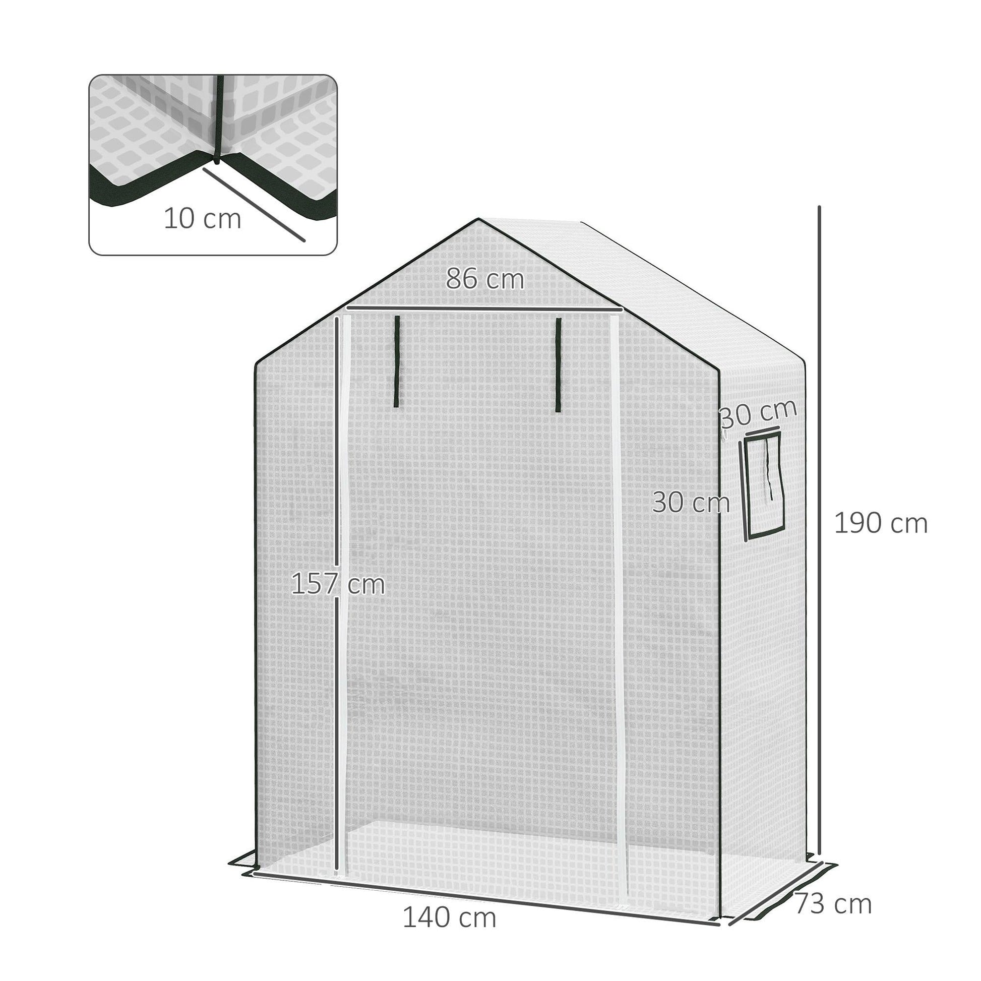 Outsunny Greenhouse Cover Replacement Walk-in PE Hot House Cover with Roll-up Door and Windows, 140 x 73 x 190cm, White - ALL4U RETAILER LTD