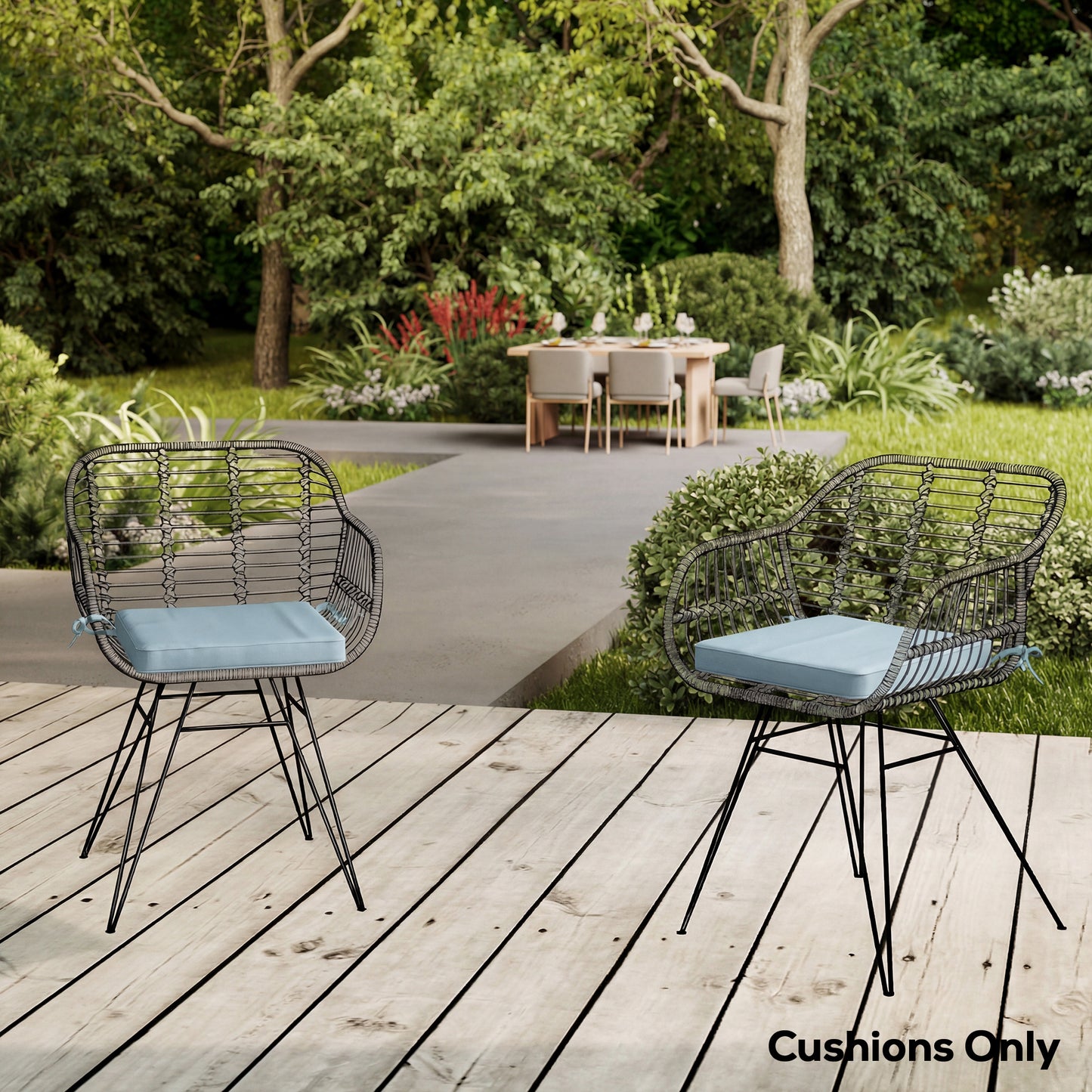 Outsunny Set of 6 Chair Cushions for Dining Chairs With Straps Indoor Outdoor Removable Tie On Garden Patio Light Grey