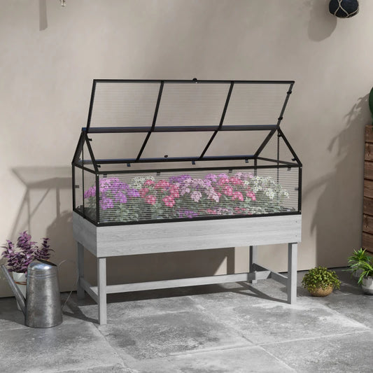 Outsunny 60 x 120cm Raised Garden Bed with Wooden Base - Elevated Planter Box for Gardening