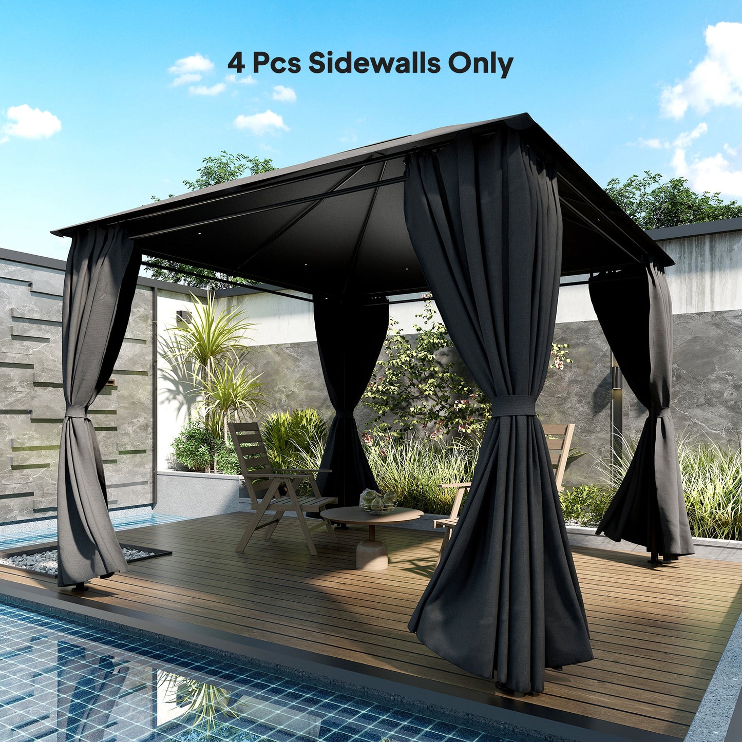 Outsunny 4 Pack Replacement Gazebo Curtains Privacy Panels for Most 3 x 3 m Gazebo Outdoor Shelter Sidewalls Dark Grey