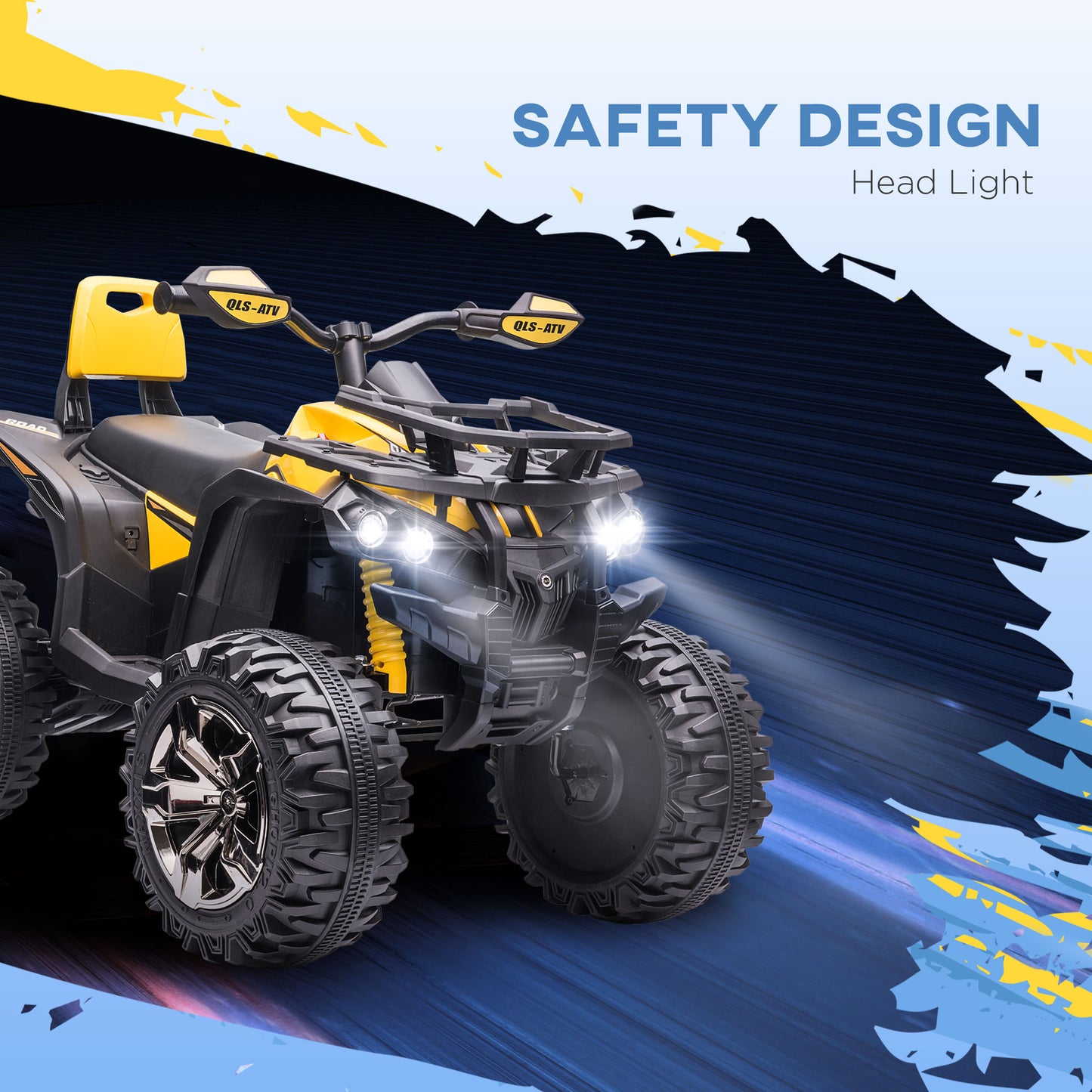 AIYAPLAY Electric 12V Yellow ATV Quad Bike for Kids with LED Lights, Music, and Backrest - ALL4U RETAILER LTD