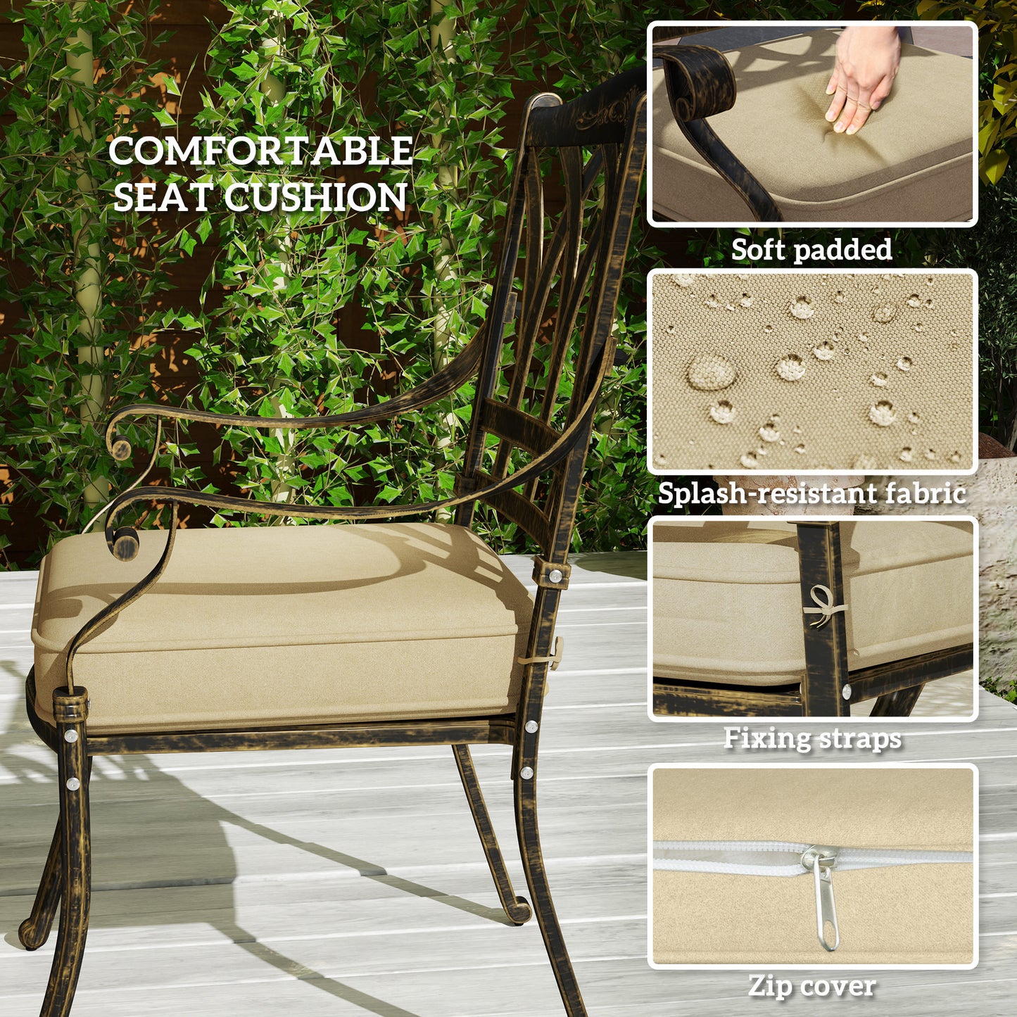 Outsunny Nine-Piece Cast Aluminium Garden Dining Set Bronze Tone With Floral And Grid Cut-Out Patterns