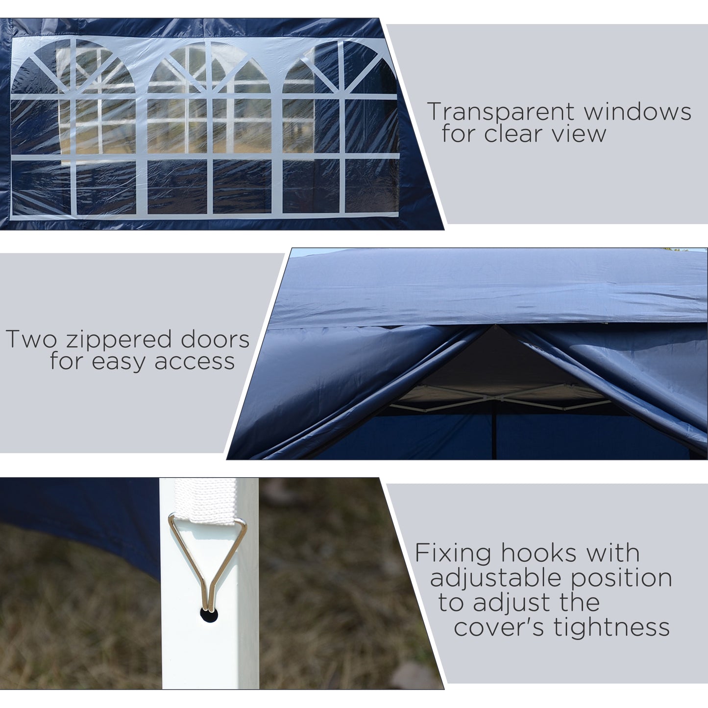 Outsunny Blue 3m x 3m Pop-Up Garden Gazebo with Removable Walls - ALL4U RETAILER LTD