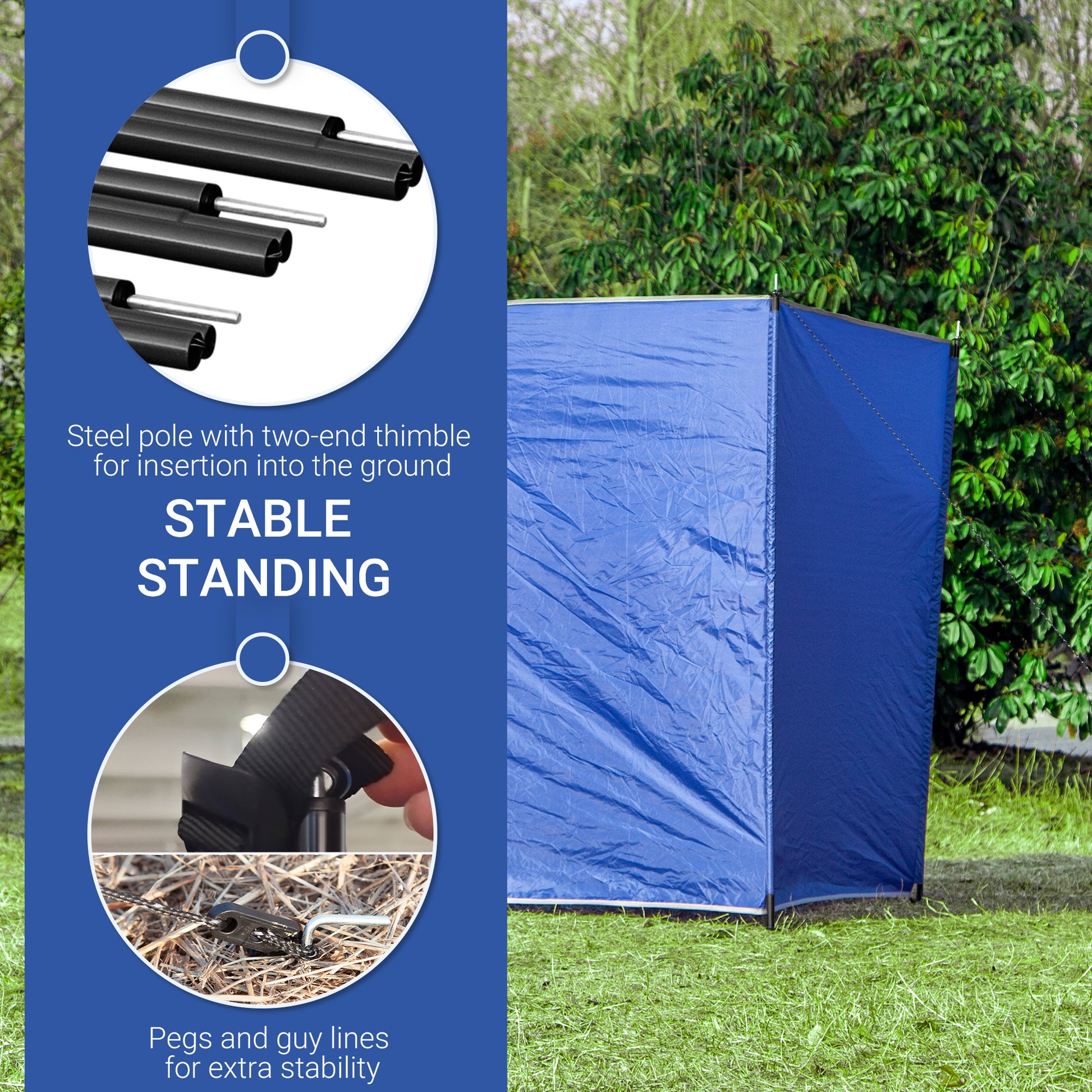 Outsunny Foldable Outdoor Windbreak Screen with Carry Bag - 4.5m Privacy Wall for Camping and Beach - ALL4U RETAILER LTD