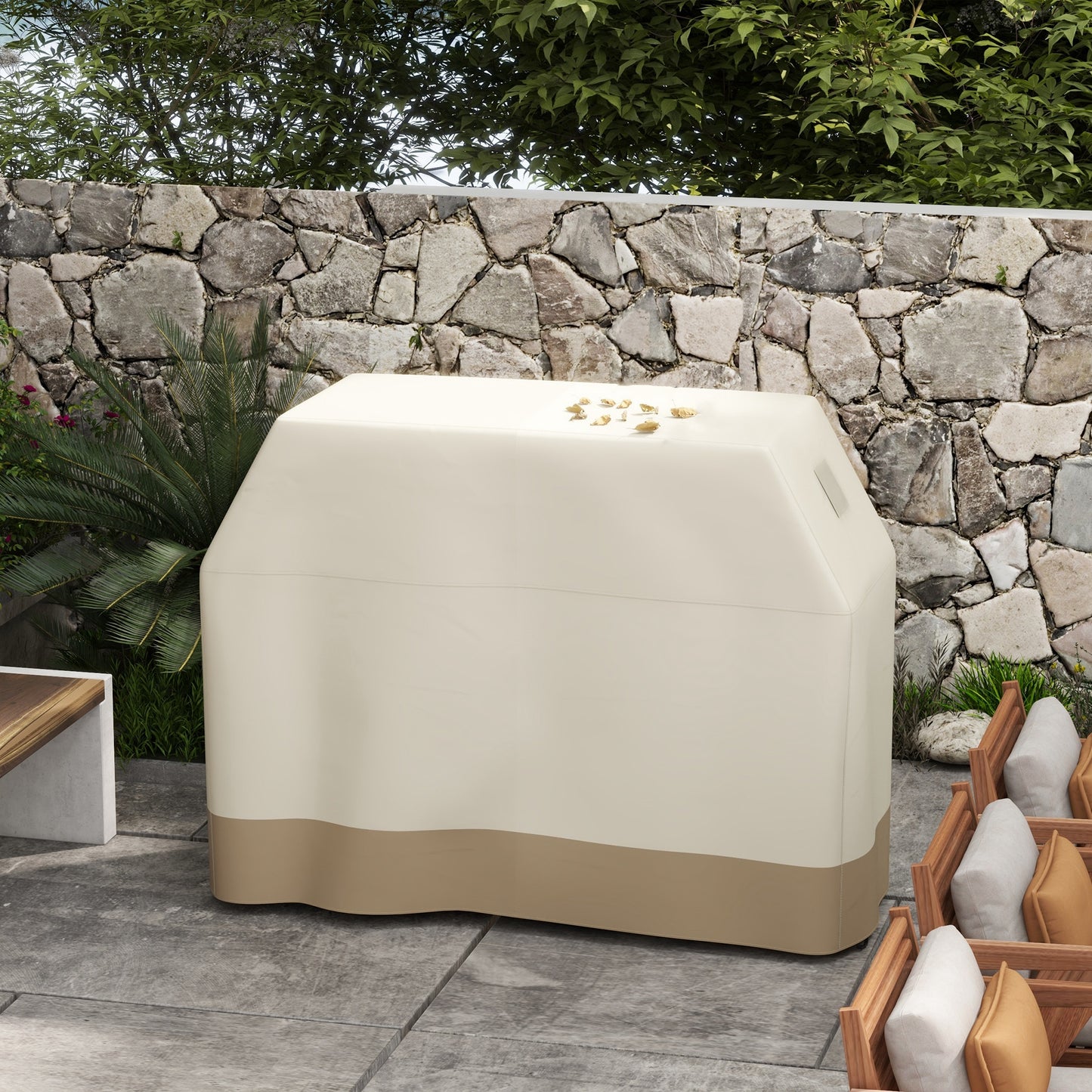 Outsunny 66W x 152Lcm PU Coated Protective Grill Cover Beige Weatherproof UV Resistant BBQ Protector