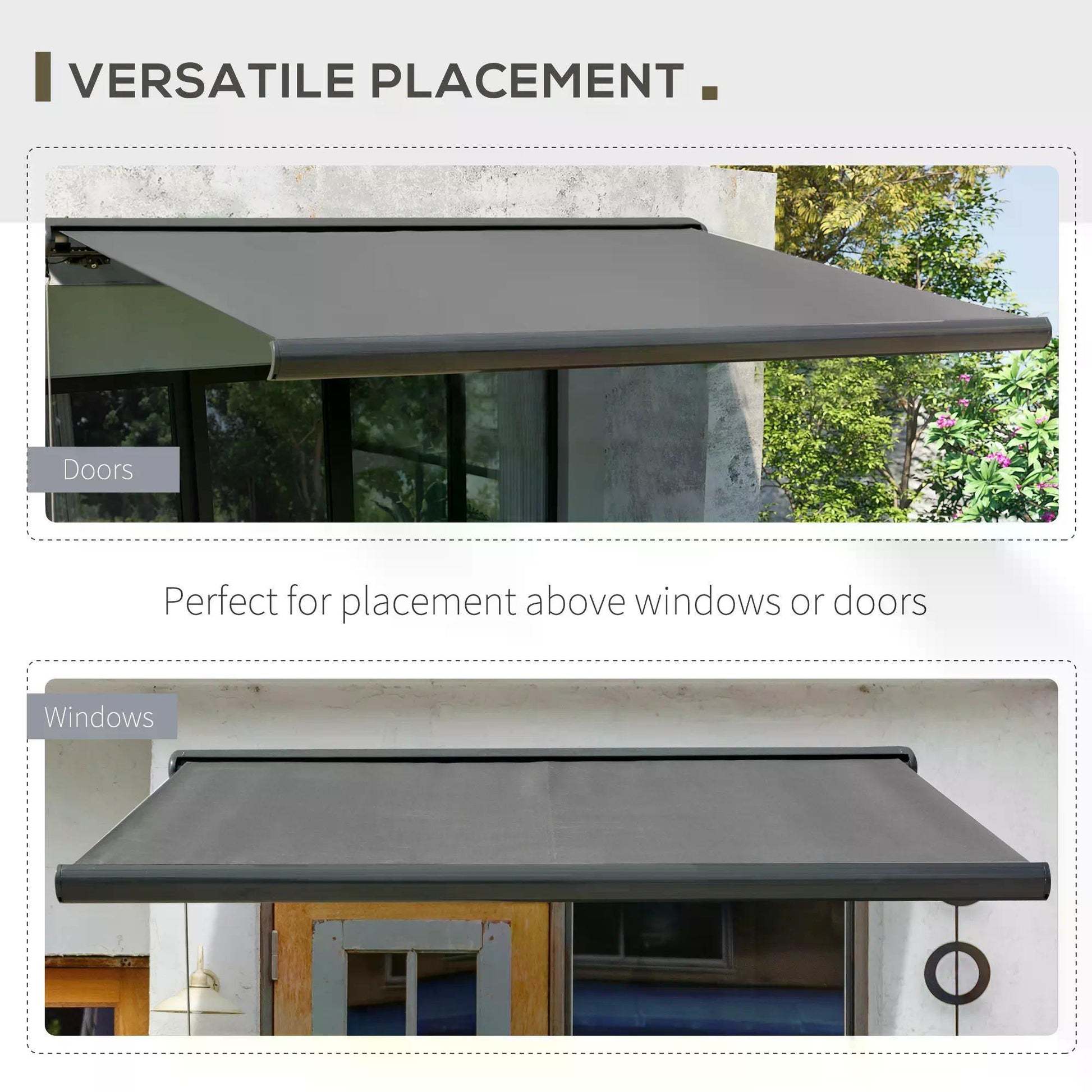 Outsunny 300x250cm Grey Cassette Motorised Awning - ALL4U RETAILER LTD