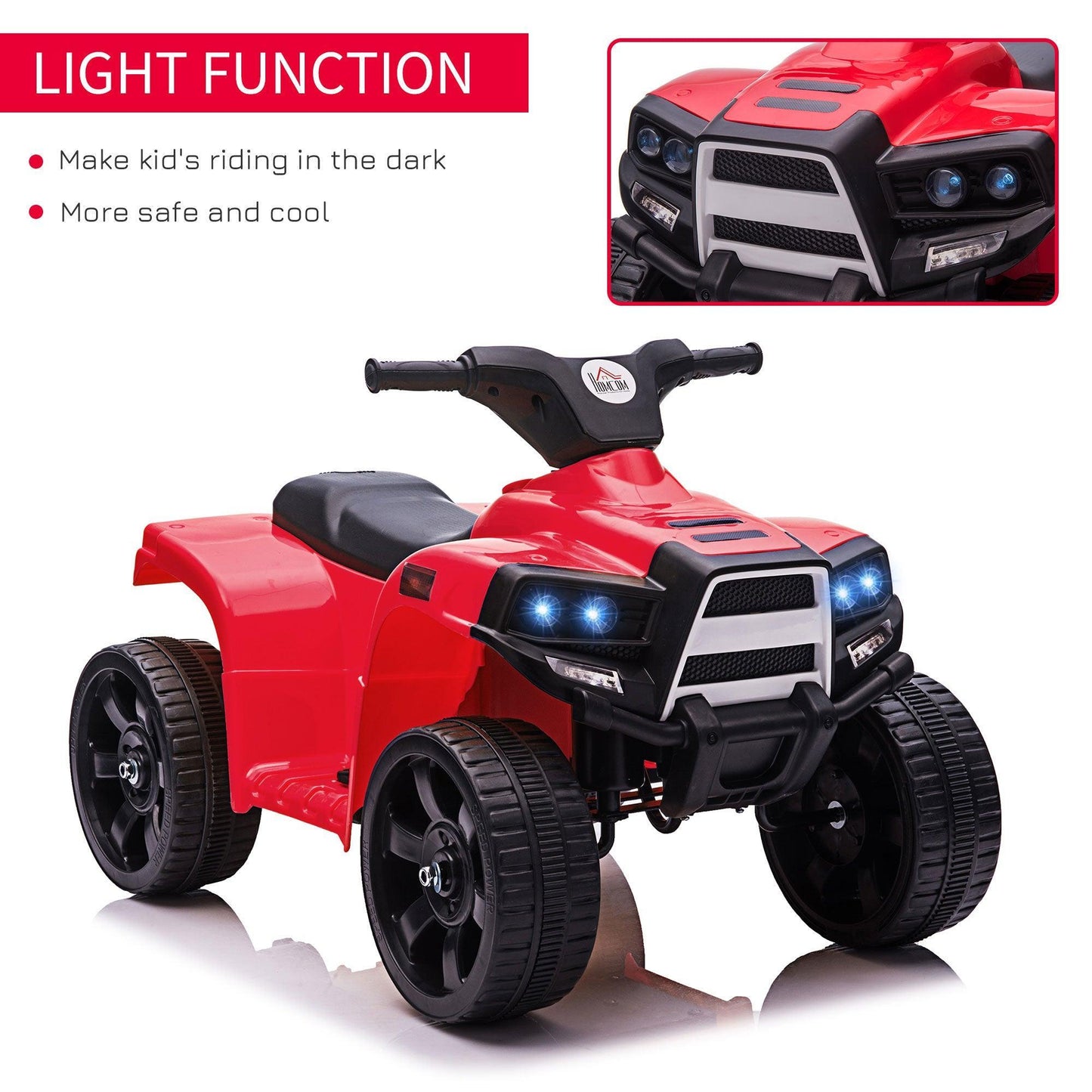 HOMCOM Electric ATV Toy for Toddlers - 6V Quad Bike, Black+Red - ALL4U RETAILER LTD