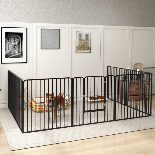 PawHut 8 Panels Heavy Duty Dog Pen, 80cm Height Pet Playpen for Indoor Outdoor, Small and Medium Dogs - ALL4U RETAILER LTD