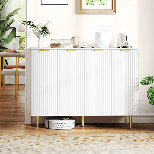 HOMCOM Sideboard Buffet Cabinet Modern Kitchen Storage With Four Doors And Adjustable Shelves White