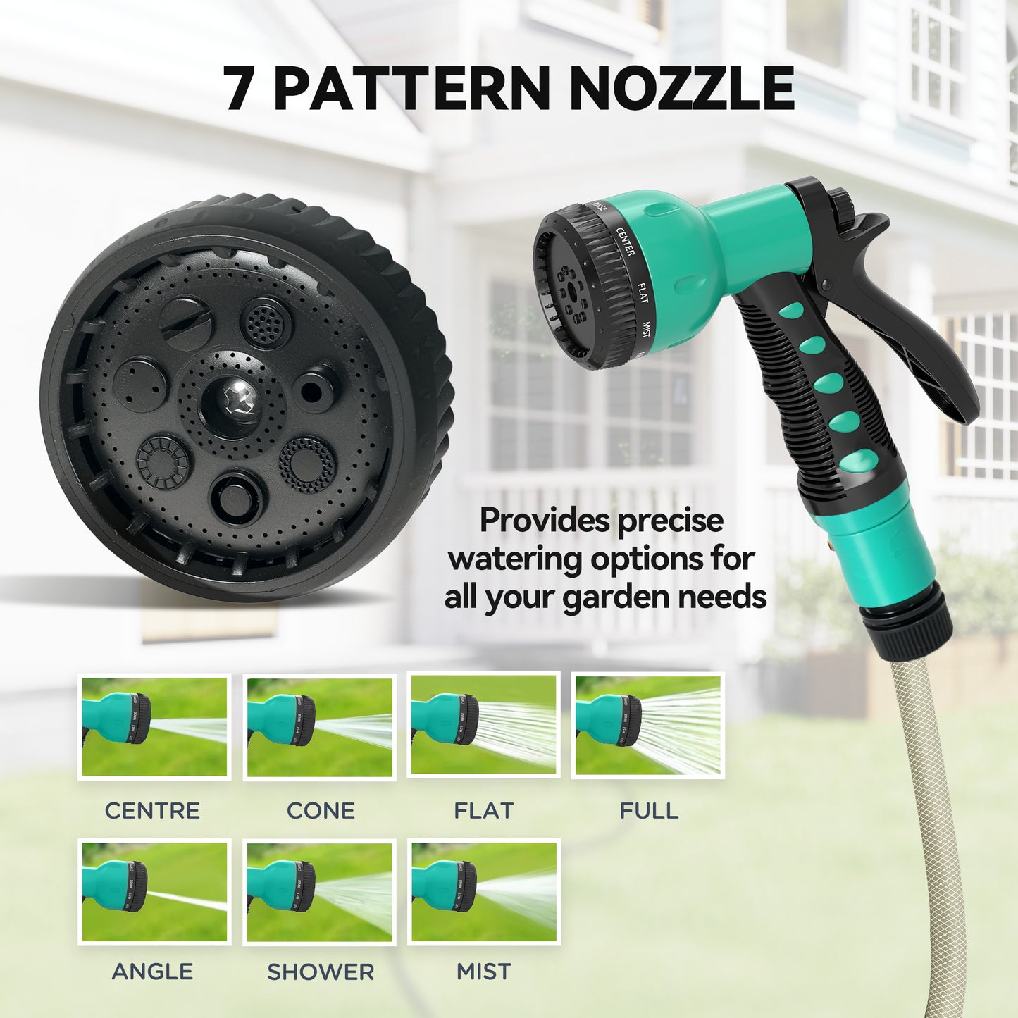 Outsunny Retractable Hose Reel Wall Mounted 20m And 2m Hose With Auto Rewind 180 Degree Swivel 7 In 1 Nozzle Black
