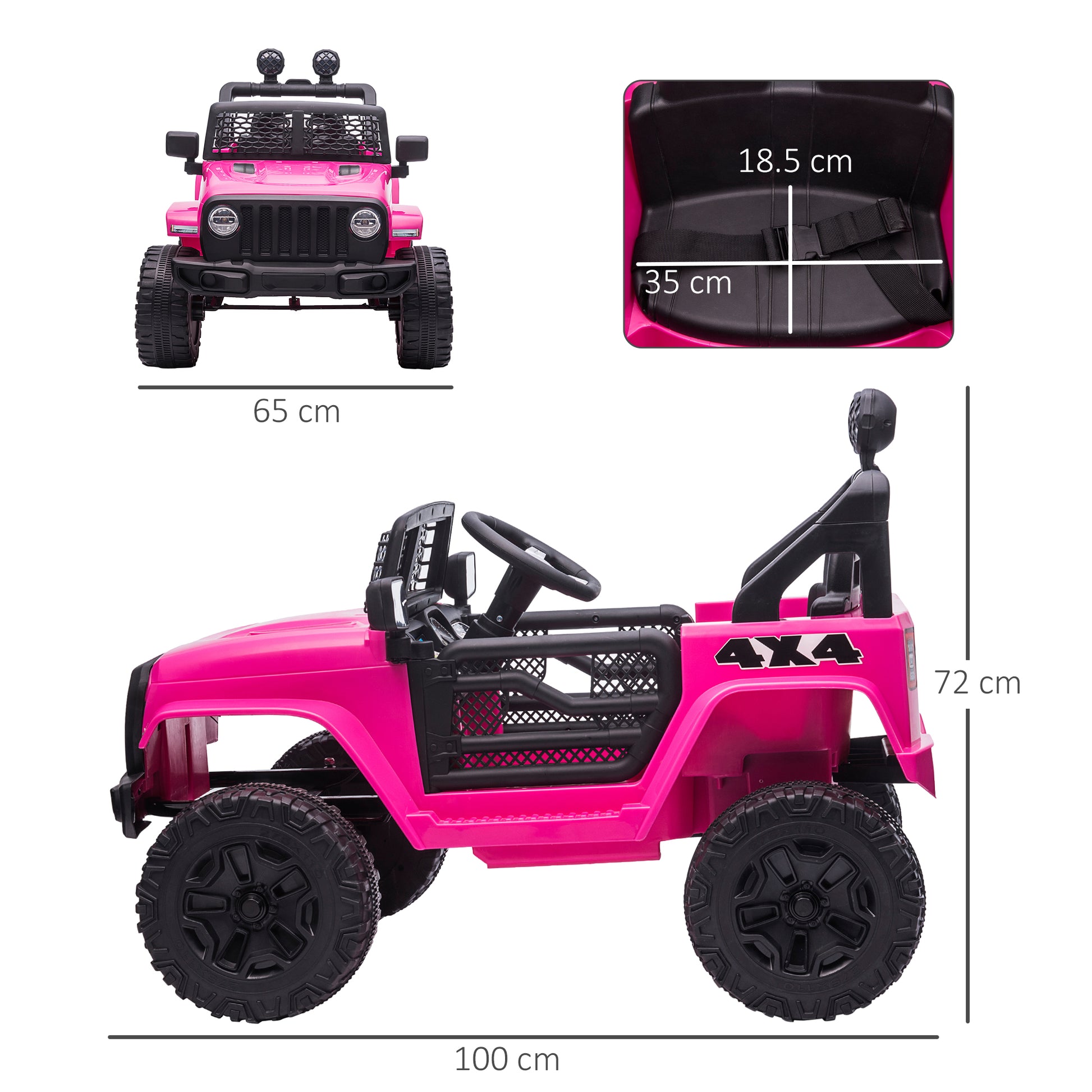 AIYAPLAY Kids 12V Battery-Powered Off-Road Electric Ride-On Car Truck with Remote Control and Safety Features - Pink - ALL4U RETAILER LTD