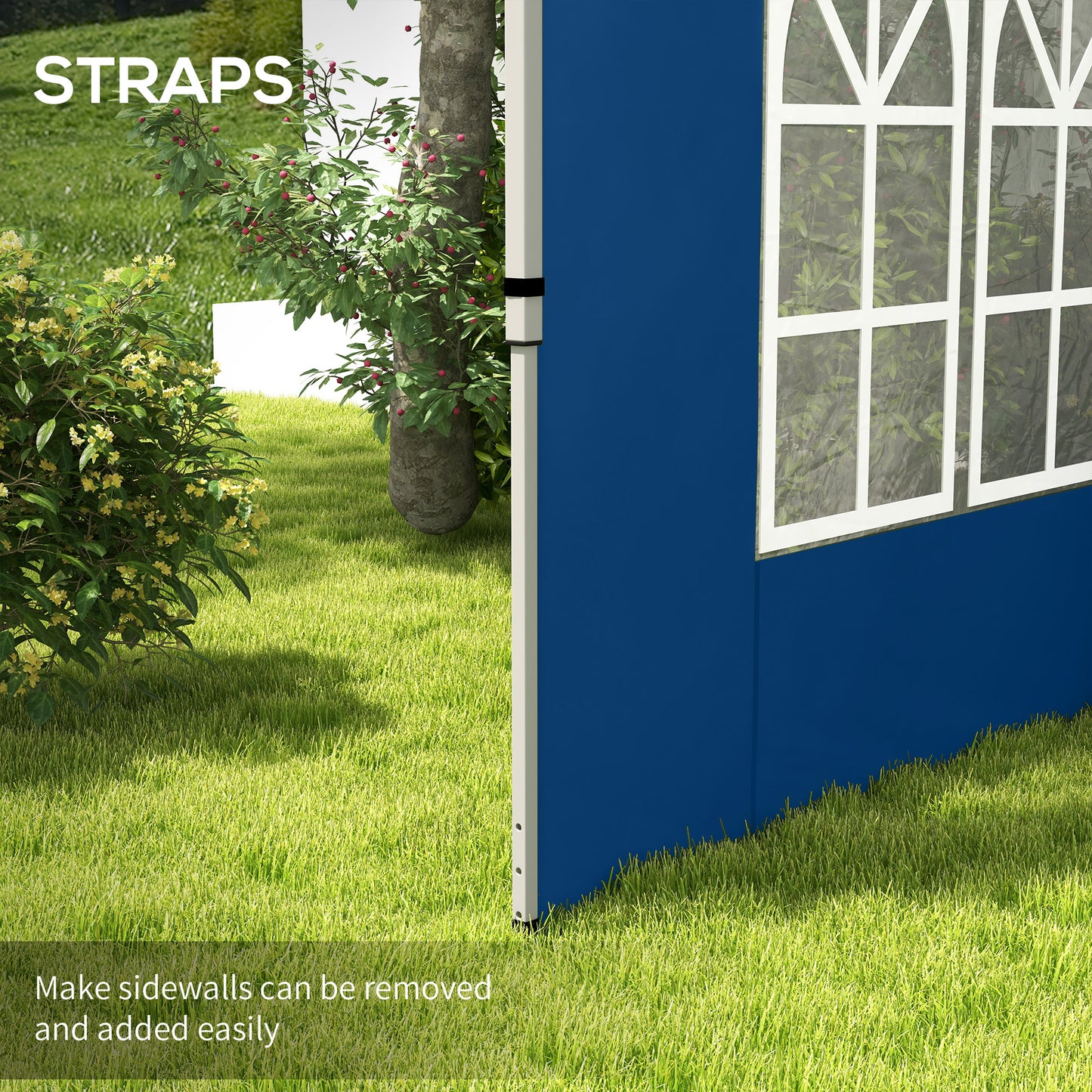 Outsunny Set Of 2 Gazebo Side Panels Blue For 3x3m And 3x4m Canopies With Window