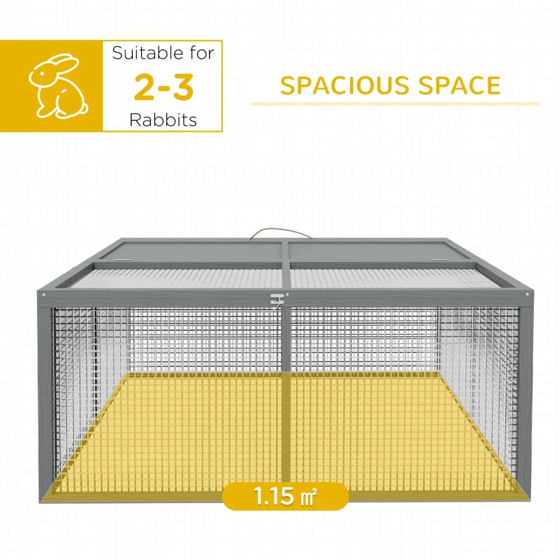 PawHut Grey Wooden Folding Rabbit Hutch - Portable and Stylish Small Animal Cage - ALL4U RETAILER LTD