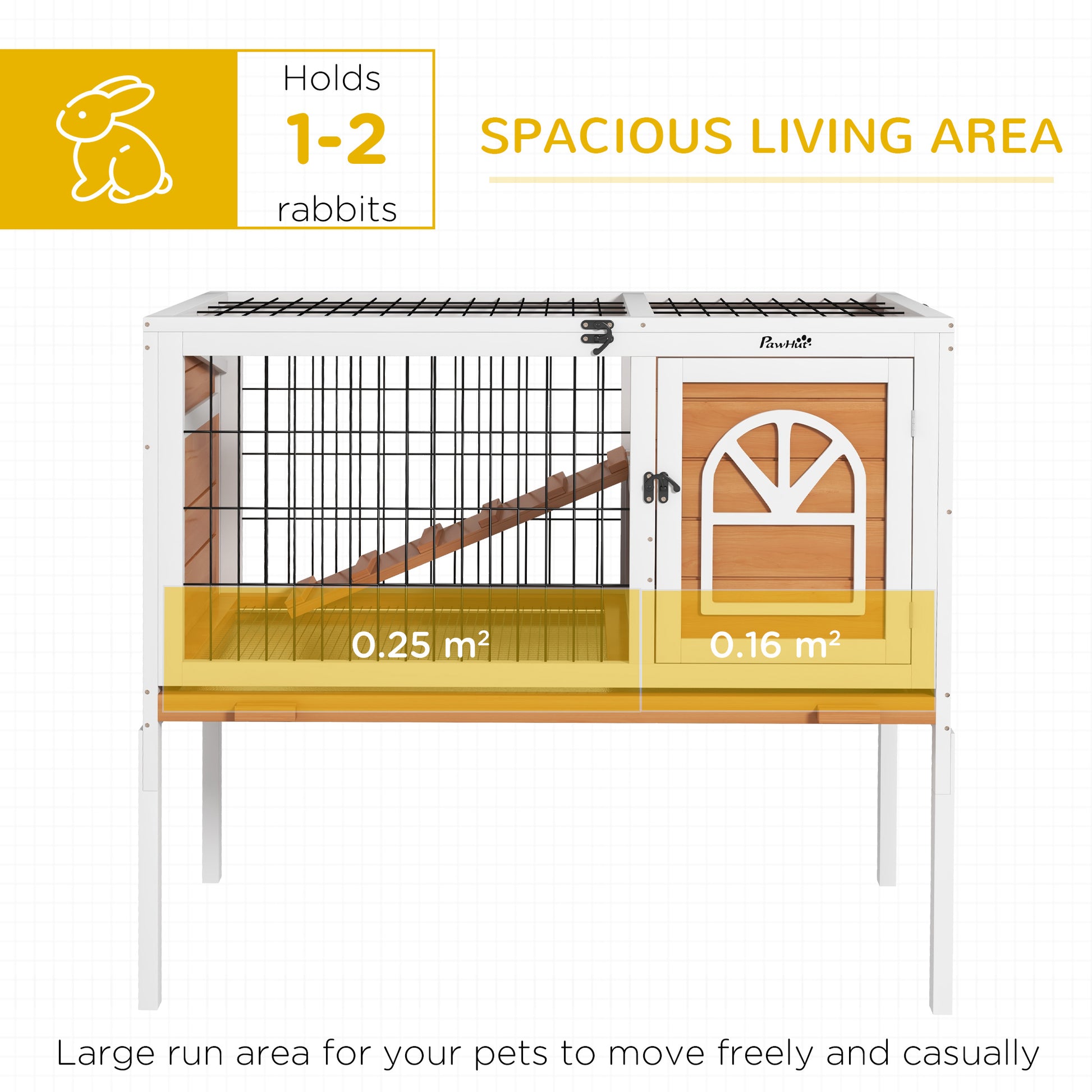 PawHut Spacious Wooden Rabbit Hutch with Removable Tray & Openable Roof for Small Pets, Blue/White - ALL4U RETAILER LTD