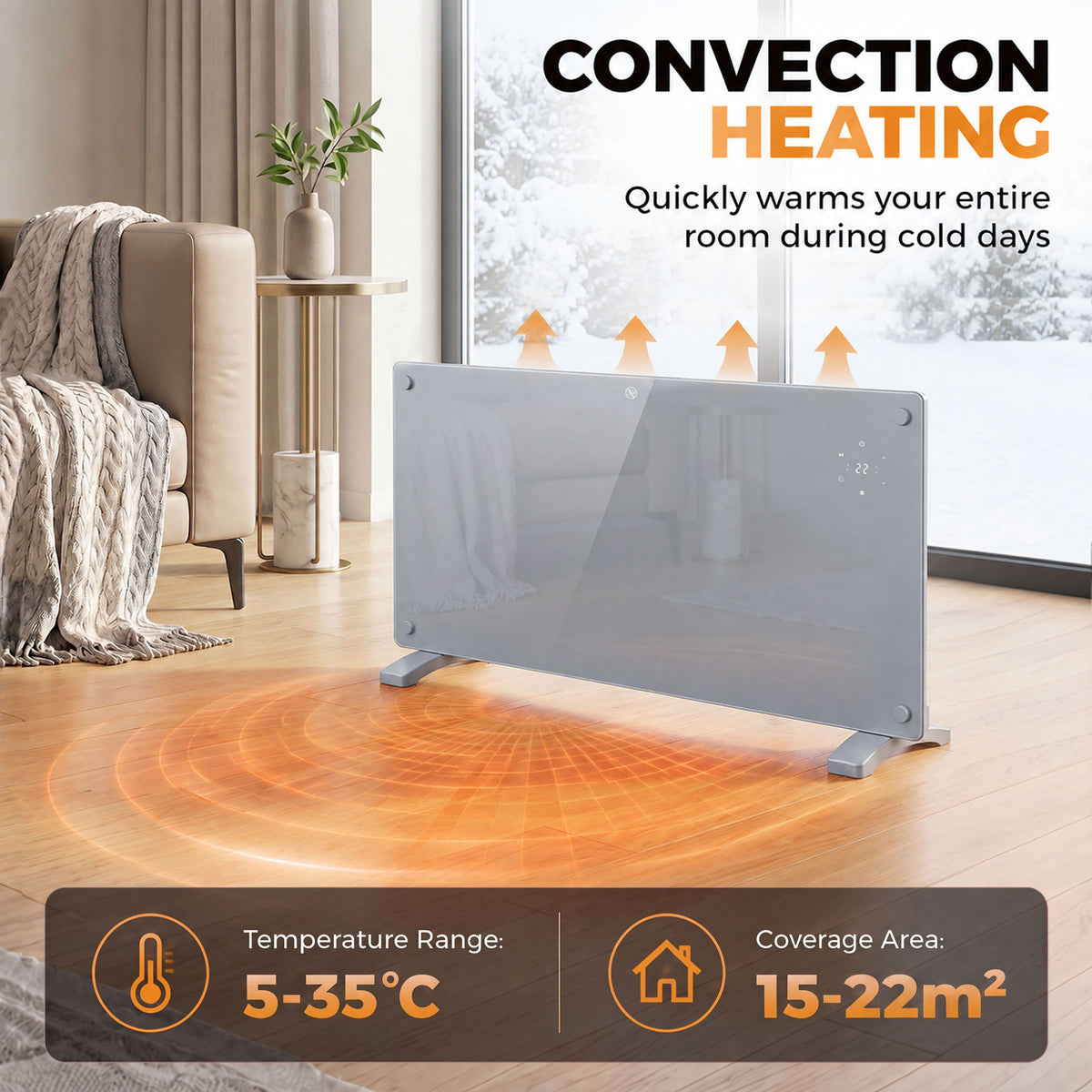 HOMCOM 2000W Smart Panel Heater With Wall Mount Timer And Anti Frost