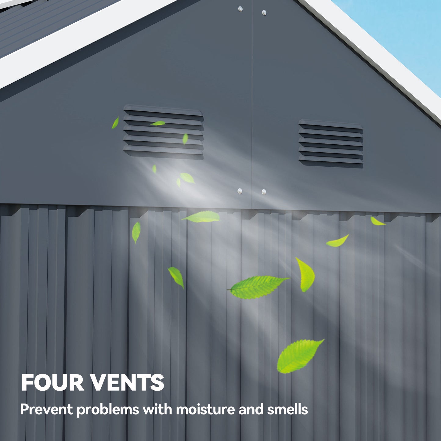 Outsunny 7 By 6ft Galvanised Garden Shed With Latch And Steel Frame Dark Grey Outdoor Storage