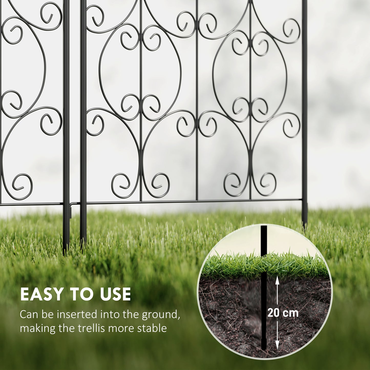 Outsunny Set Of 2 Metal Garden Trellis Panels With Scrollwork Design For Climbing Plants And Privacy 150 By 50 Cm