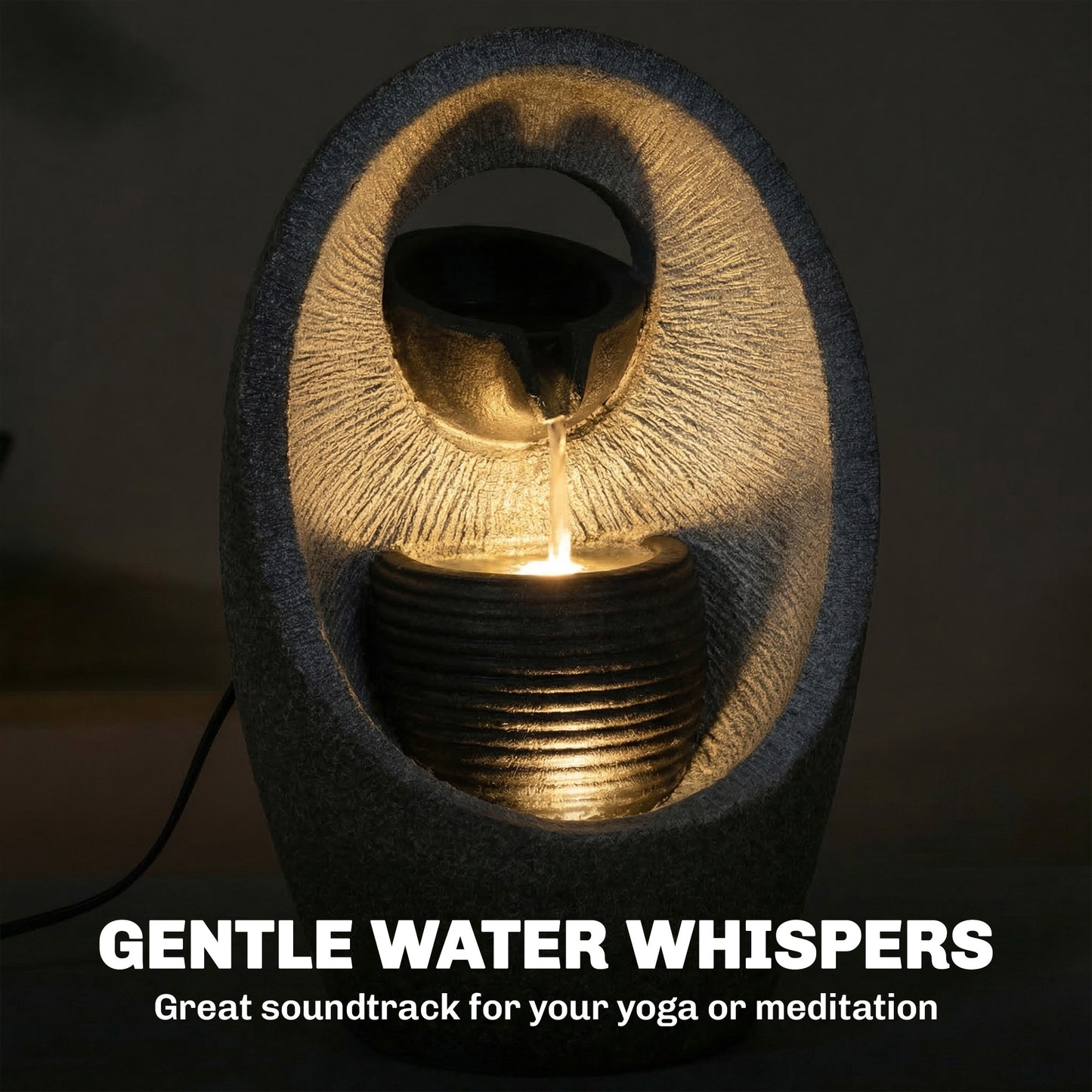 Outsunny 2 Tier Water Feature Garden Fountain With Pump And LED Lights Resin Cascading Waterfall