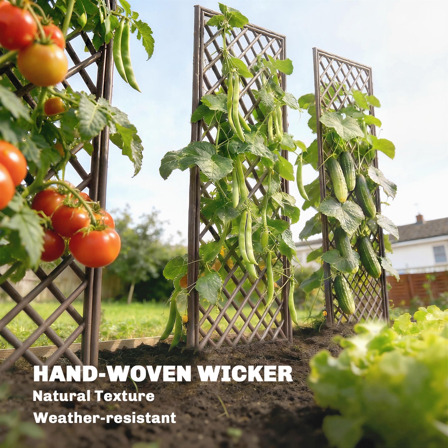 Outsunny Garden Trellis Arch Hand Woven Natural Wicker For Climbing Plants Outdoor Decor