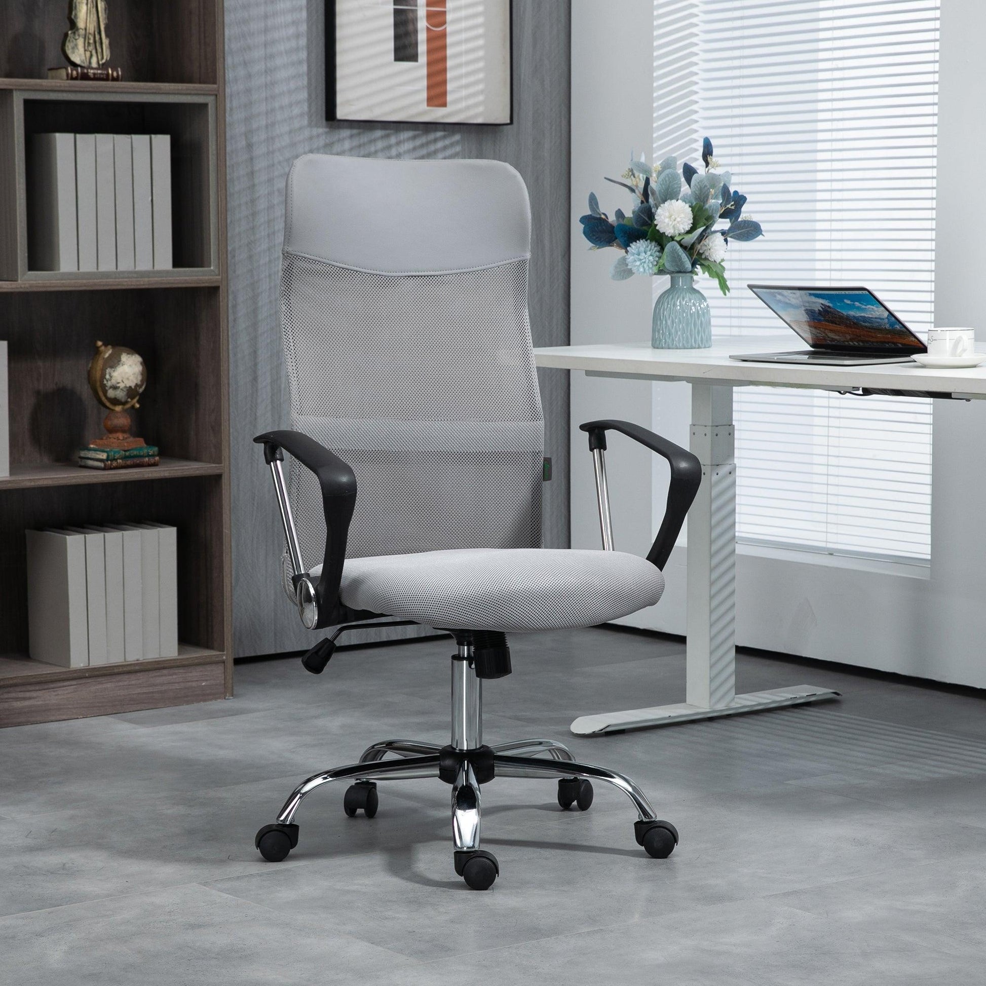 Vinsetto Ergonomic Mesh Office Chair, Adjustable Height, Tilt Function, Light Grey - 50 characters - ALL4U RETAILER LTD