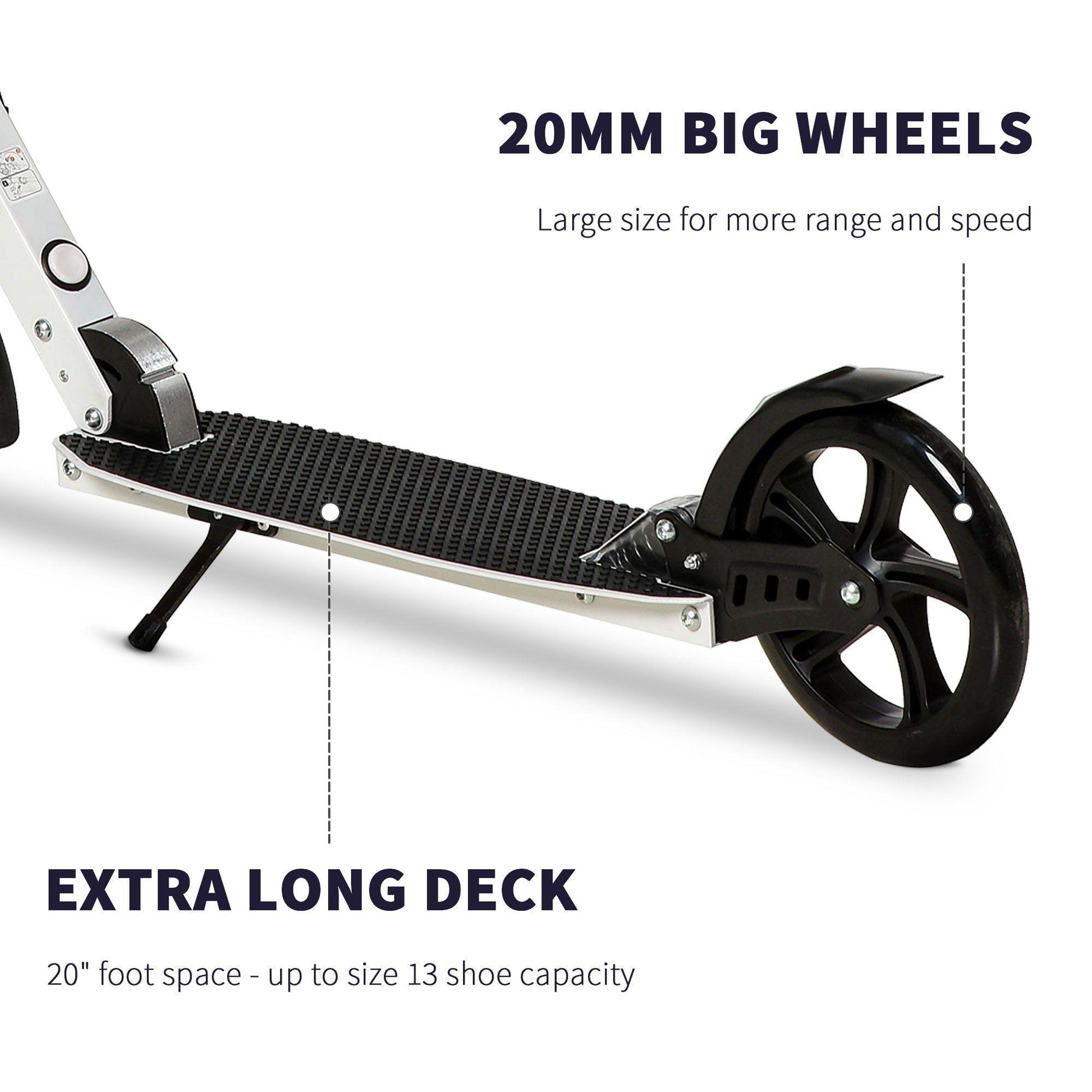 HOMCOM Folding Kick Scooter, Adjustable Handlebar - White - ALL4U RETAILER LTD