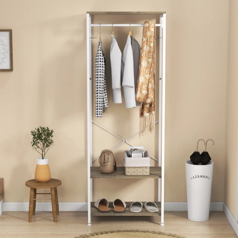 HOMCOM Grey Hallway Coat Rack and Shoe Bench Tree – Entryway Coat and Shoe Organizer - ALL4U RETAILER LTD