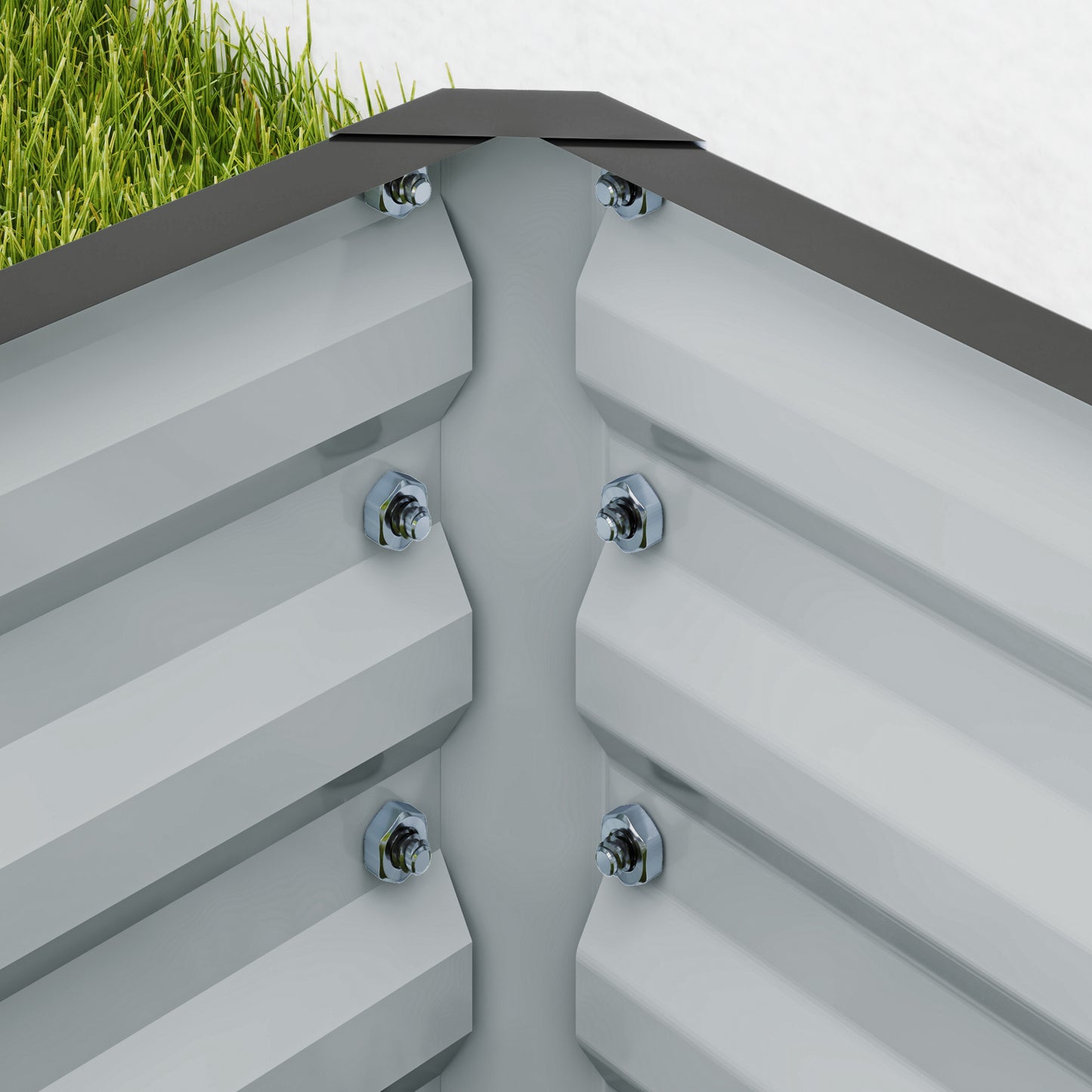 Outsunny Set of Two 110 x 50 Cm Steel Planter Boxes Light Grey for Outdoor Gardens