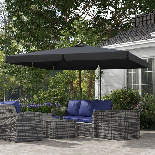 Outsunny 3(m) Cantilever Roma Parasol, Hanging Garden Parasol, Aluminium Square Patio Umbrella with Crank Handle and Tilt, Outdoor Patio Sun Shade with Vented Top, 8 Ribs, Cross Base, Grey - ALL4U RETAILER LTD