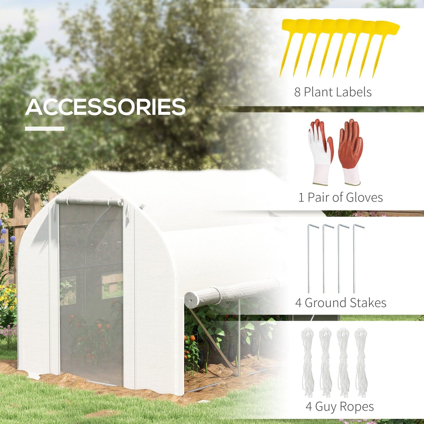 Outsunny 3 x 2m Walk-in Tunnel Greenhouse, Roll Up Sidewalls, Mesh Door - ALL4U RETAILER LTD