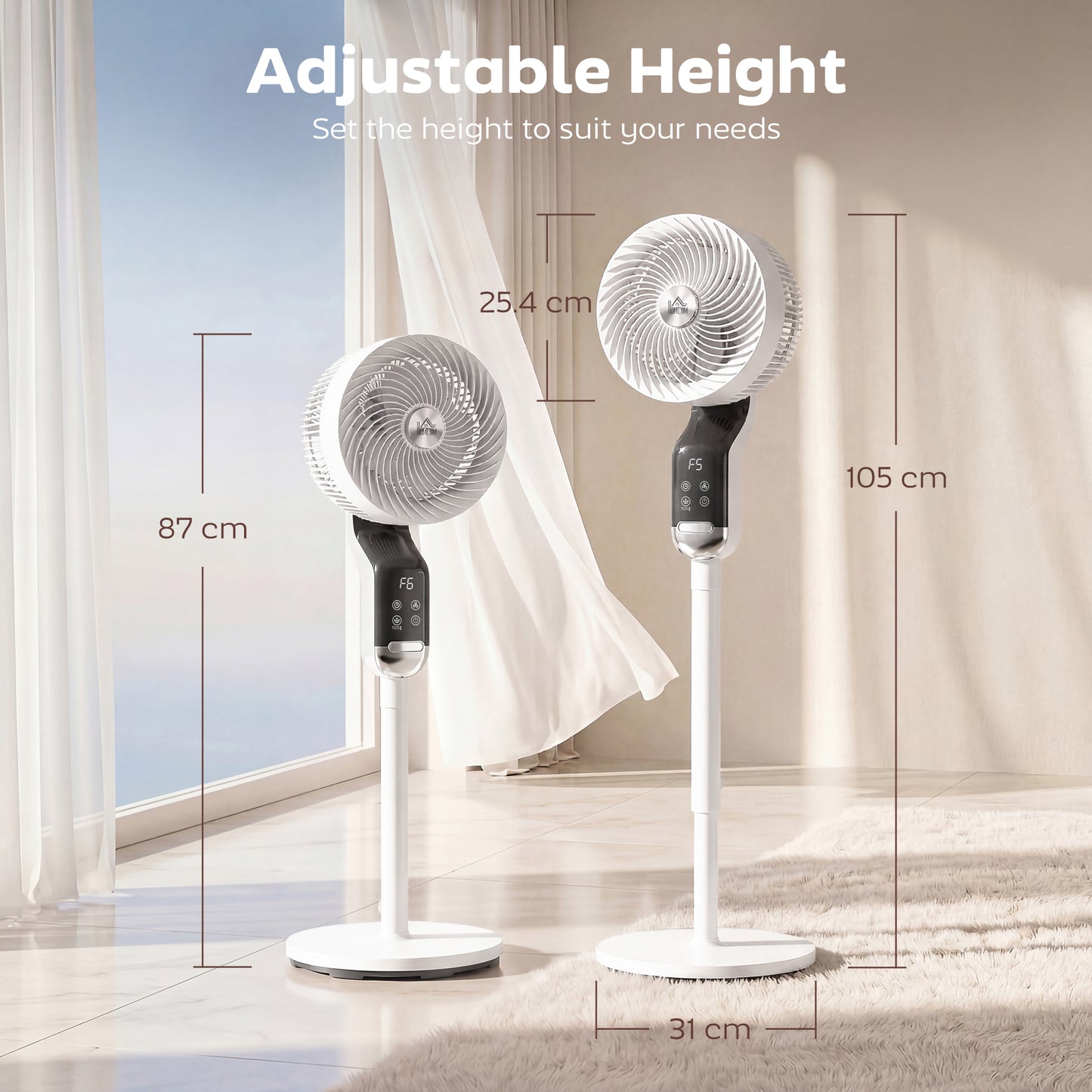 HOMCOM 41 Inch Pedestal Fan With Remote Silent 20 dB 3D Oscillation 8 Speeds 12 Hour Timer Adjustable Height