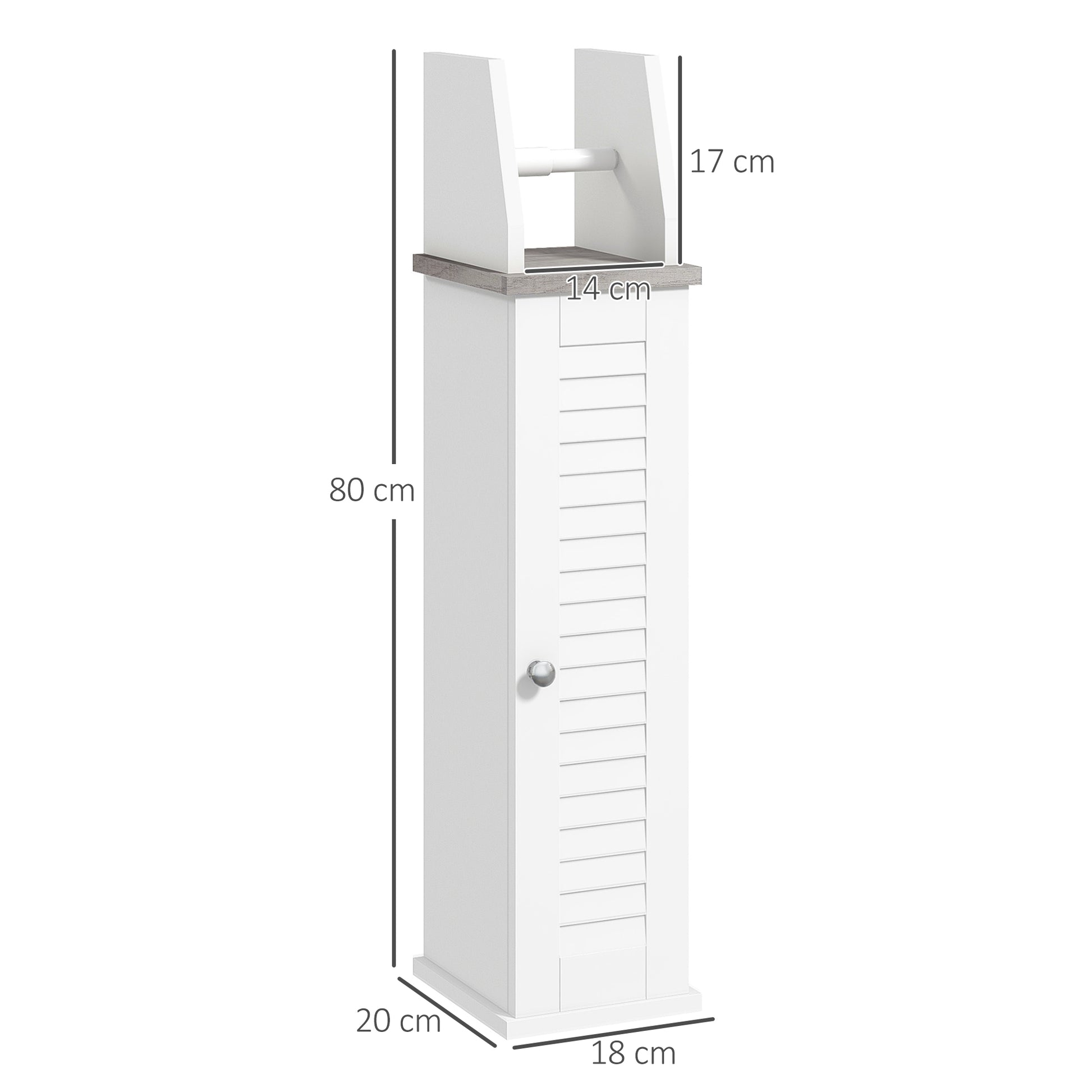 Kleankin Sleek White Bathroom Storage Cabinet with Adjustable Shelf and Toilet Roll Holder - ALL4U RETAILER LTD