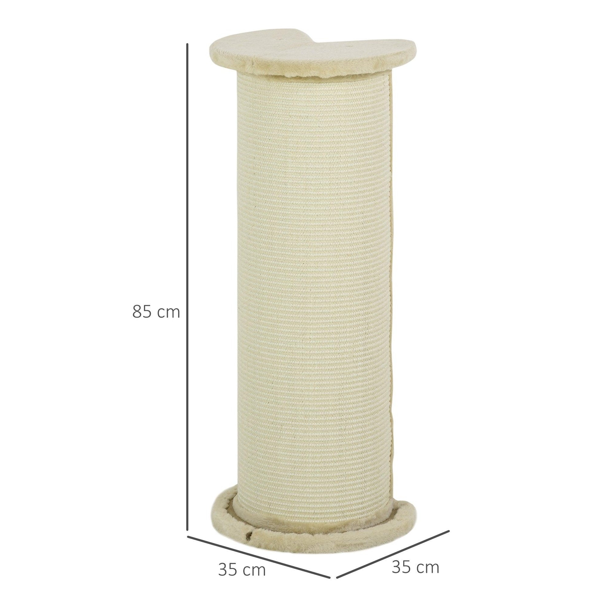 PawHut 85cm Tall Cat Scratching Post with Sisal Rope | Beige - ALL4U RETAILER LTD